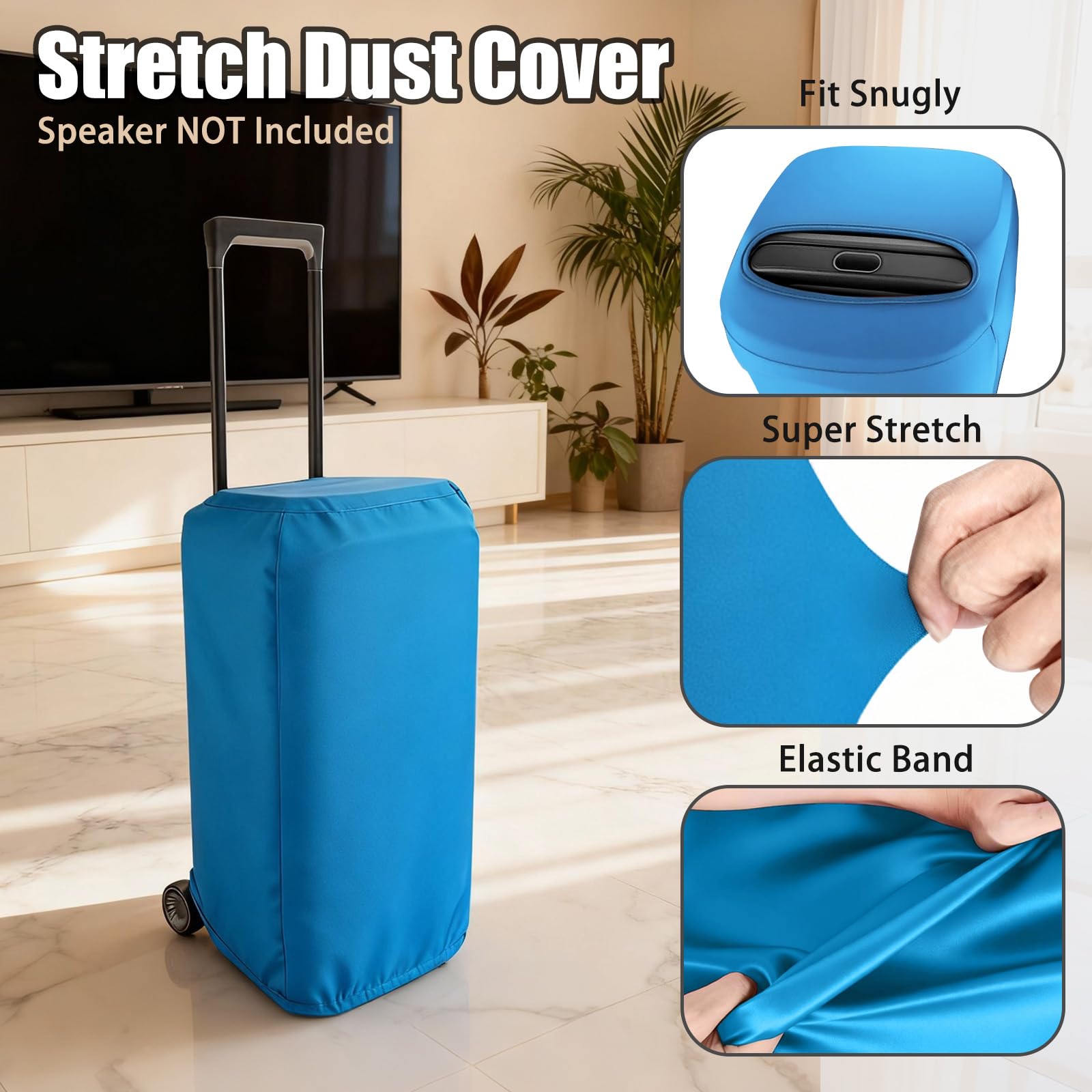 TOTOCOVE Dust cover protective cover for portable party speakers, extendable dust cover with elastic band speaker slide cover (2-piece set) 4
