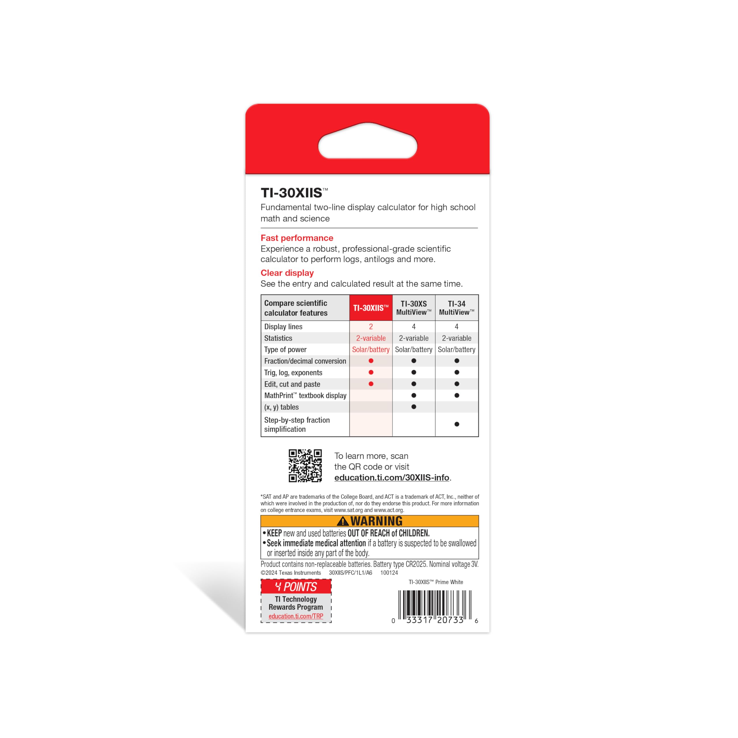 Texas Instruments TI-30XIIS Scientific Calculator, White 3