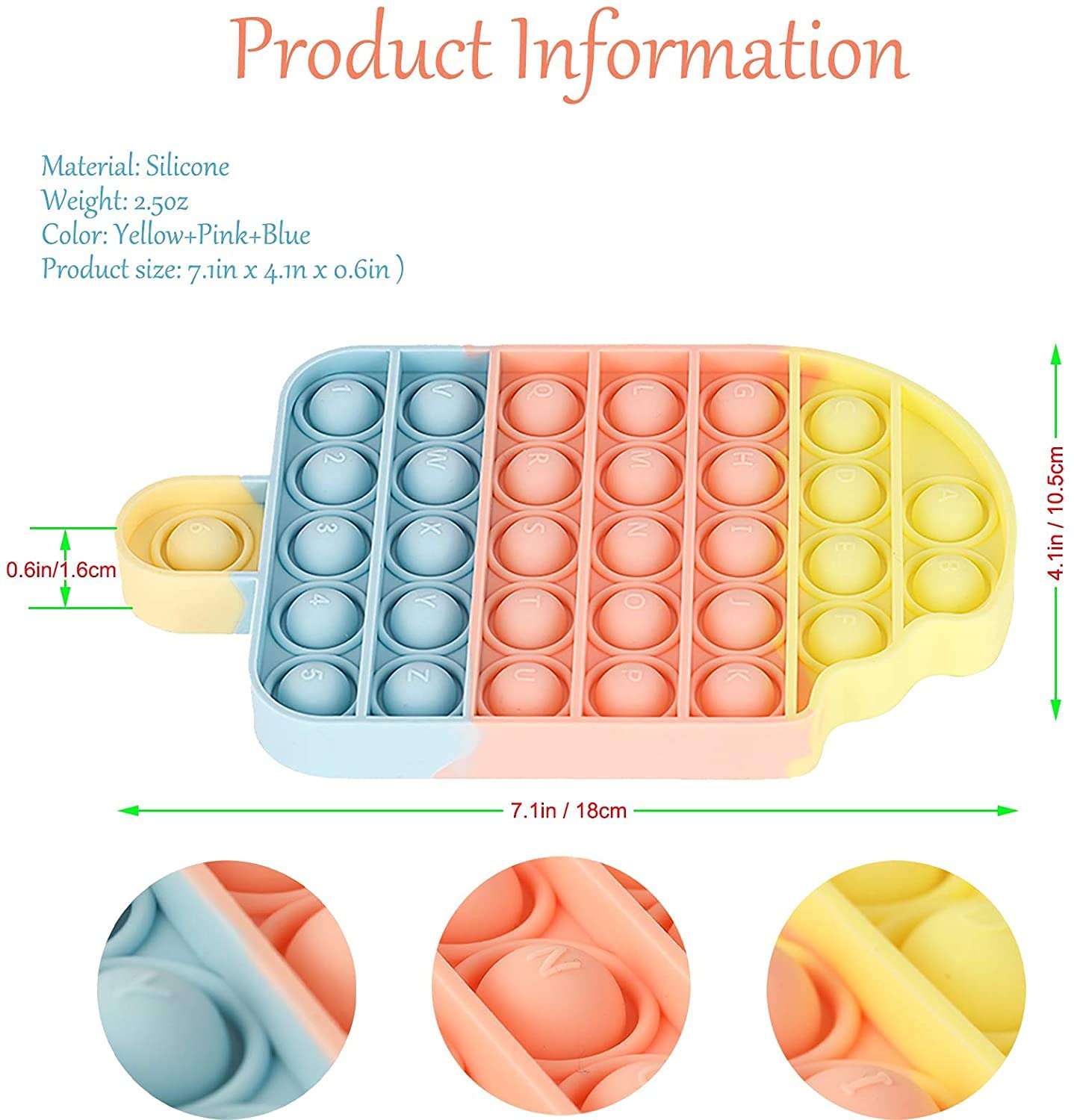 pop it Fidget Toys, pop it Fidget Toy Set | pop its Fidget Toys, Fidget Toys pop it Rainbow, pop it Toy, | poppit Fidget Toy, Rainbow pop it, Push pop Bubble Fidget Toy (Rainbow ice Cram) 4