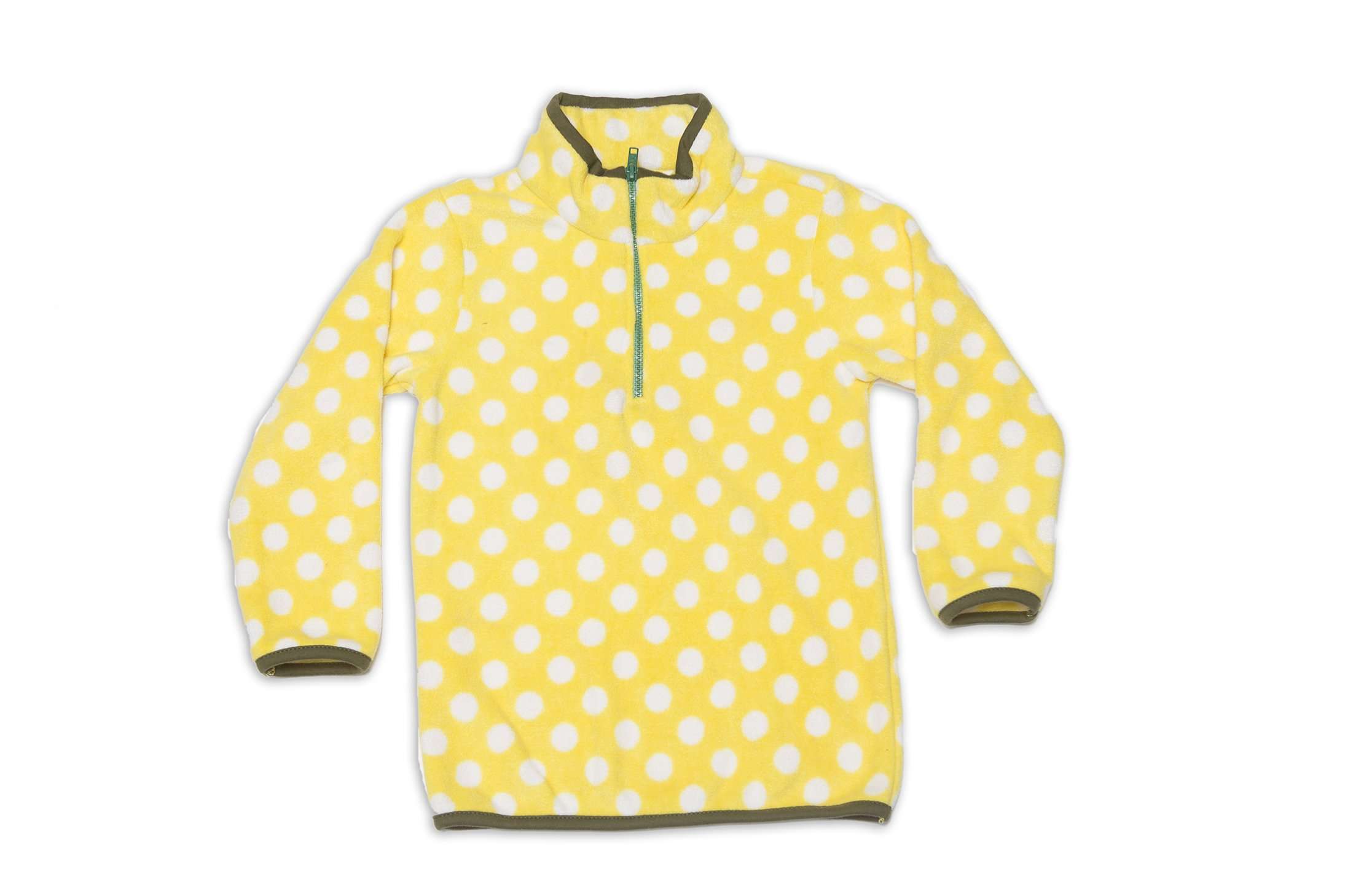 Nino Bambino Anti-Pill Polyester Recycled Polar Fleece Full Sleeve High Neck Polka Dotted Zipper Yellow Sweatshirt for Unisex Baby (Girls and Boys) 1