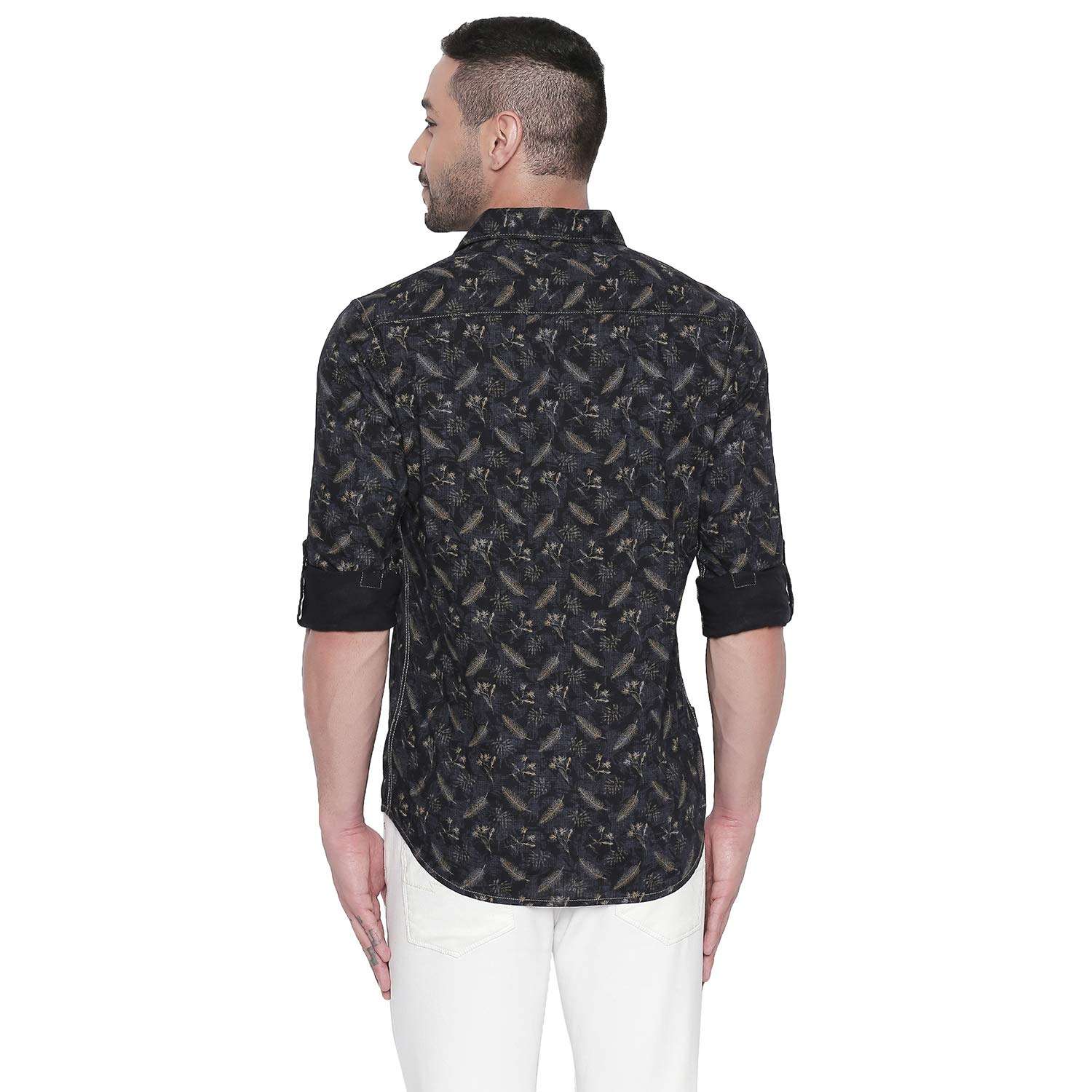 MUFTI Navy Full Sleeves Floral Printed Shirt 4