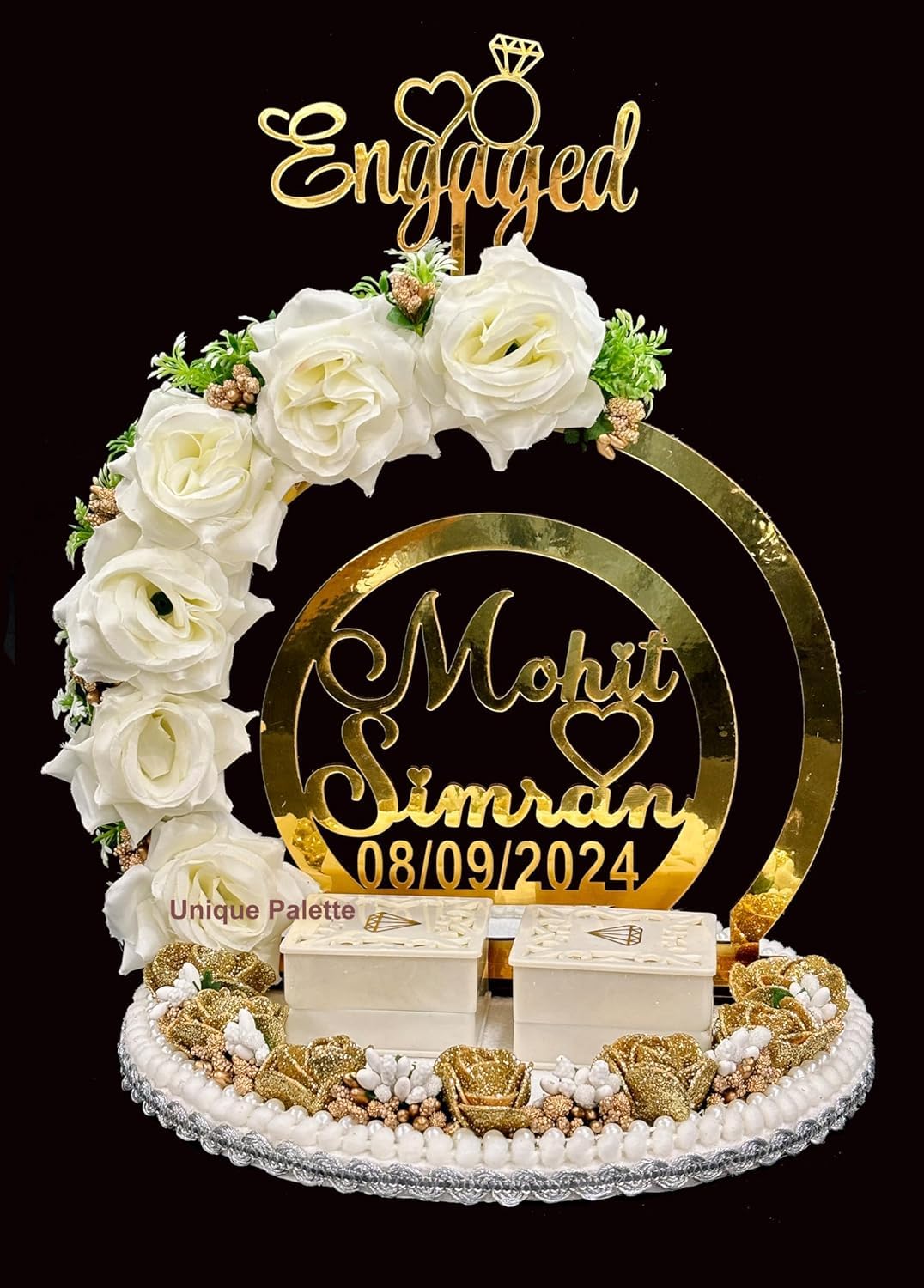 Unique Palette Personalized Engagement Wedding Ring Platter | Wedding Ring Platter | Marriage Décor | Engagement Tray 1