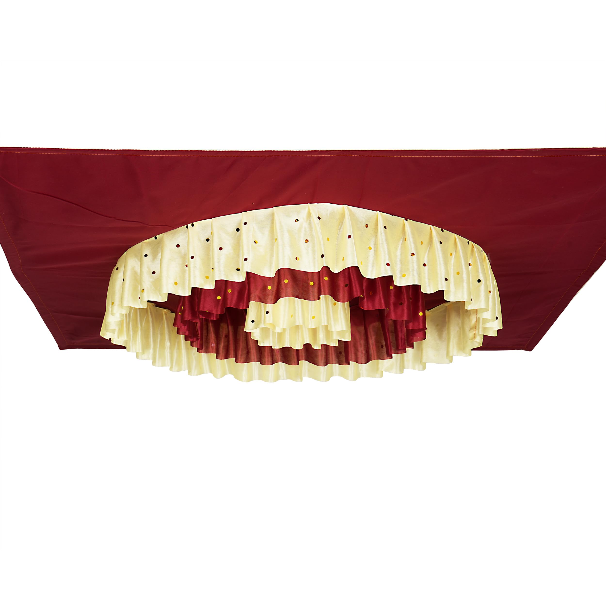 PRIYAKANT SAFAWALA Ganpati Decoration Ceiling Top Jhumar Ideas at Home, Festival, Wedding, Birthday, Diwali, Ganesh Chaturthi Decoration Round Jhumar, [Size, 5 Feet X 5 Feet, Maroon and Fown] 5