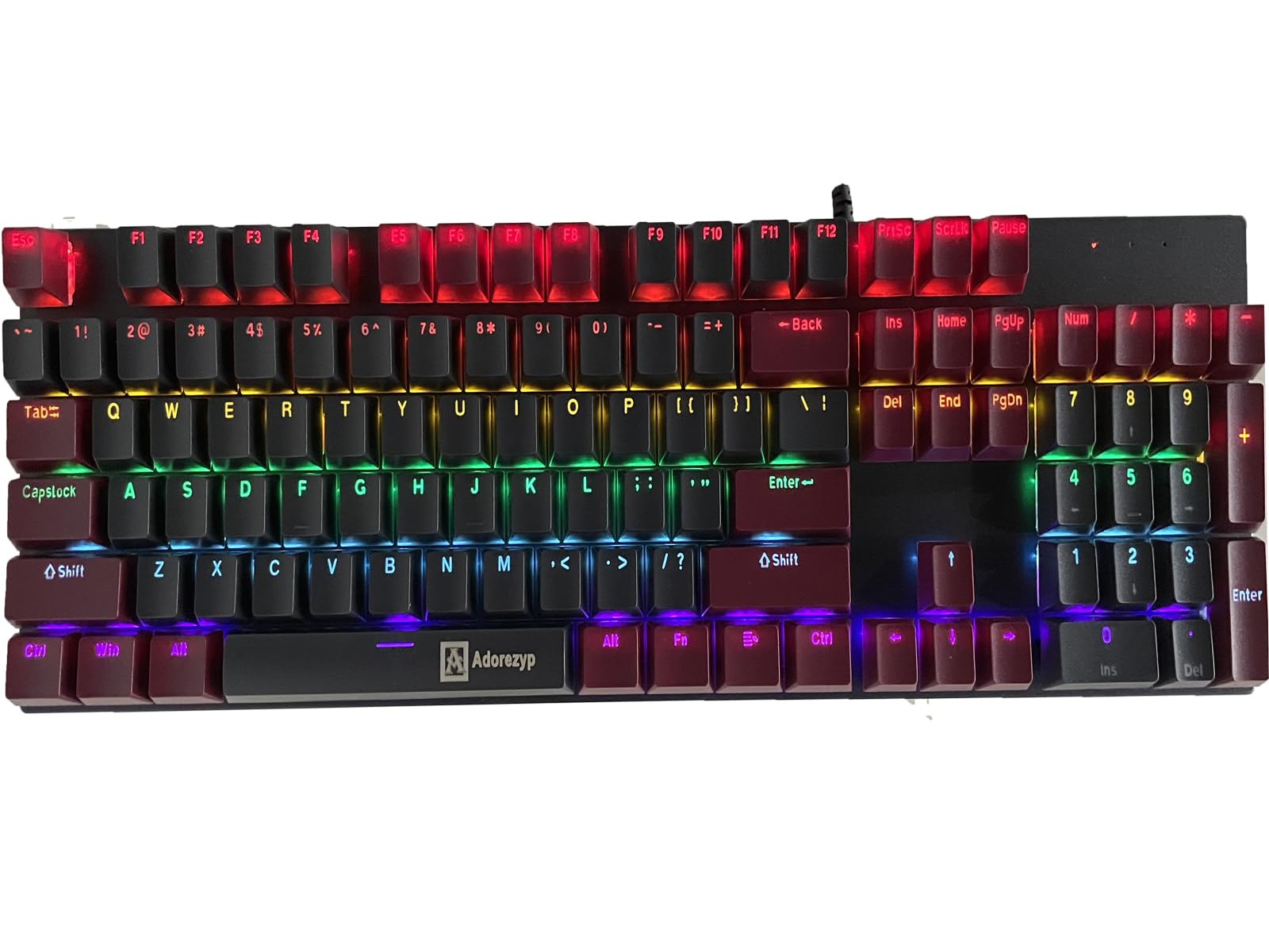 Adorezyp Mechanical Keyboard with Full Size, 104 Keyboards MX RGB Wired Mechanical Keyboard for Gaming,Satellite Box Red Switch,Quiet and Silence (Black-Red) 1