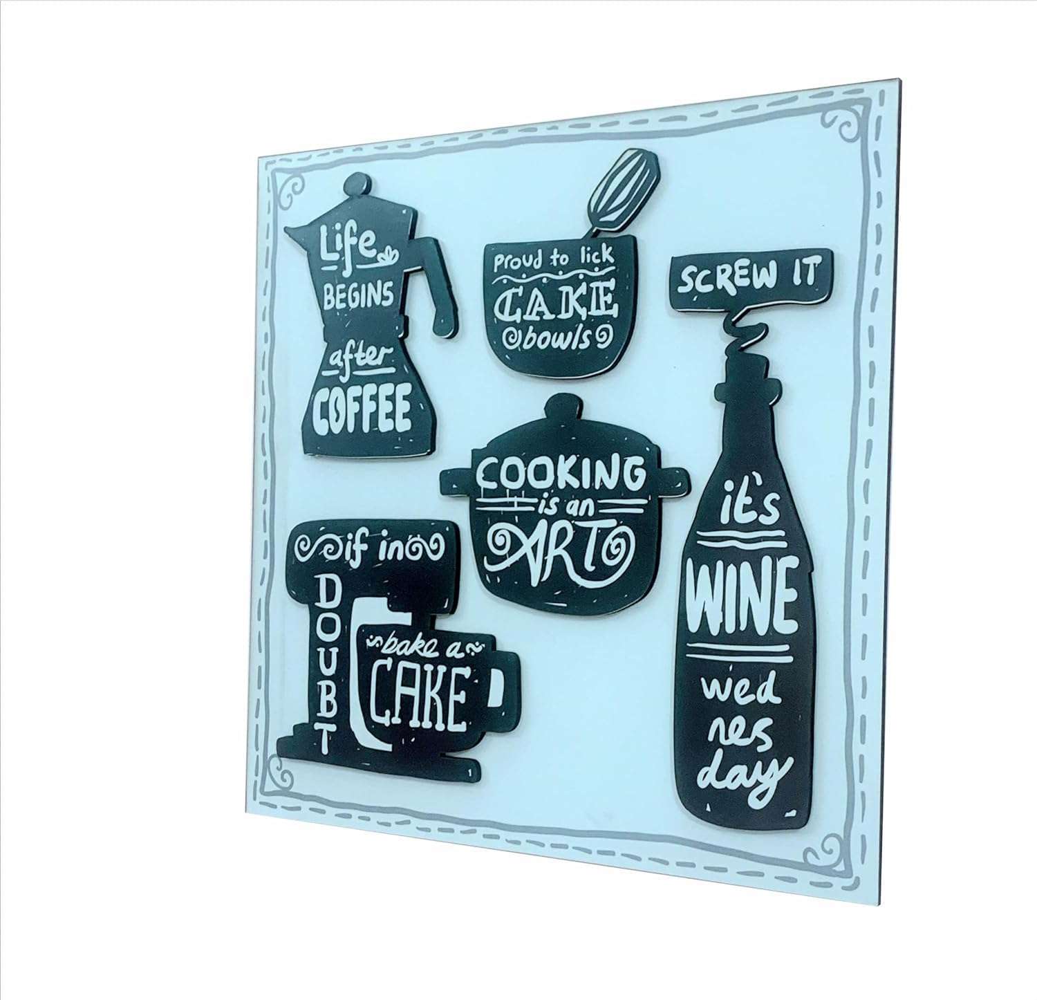 JRc Kitchen Appliances with Embossed view Art for wall Decoration I Beautiful Quotes |Home Decoration I kitchen area | Set Of 1 Wall Decor Item 4