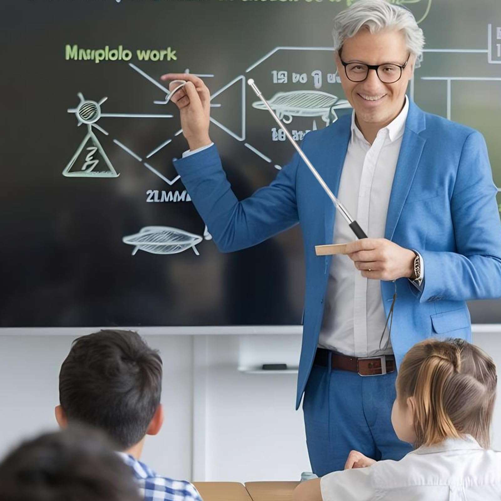 Gjinxi Teacher Pointer Stick with Hand Lanyard, Telescopic Pointer for Classroom Teaching Kid Reading, Retractable Whiteboard Pointer Extendable Presentation Pointer 39.37'' 6