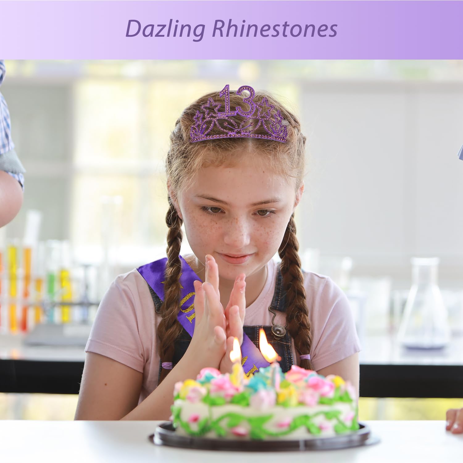 13th Birthday Sash and Tiara for Girls - Fabulous Set: Glitter Sash + Stars Rhinestone Rose Gold Premium Metal Tiara, 13th Birthday Gifts for Teenegers Party 6