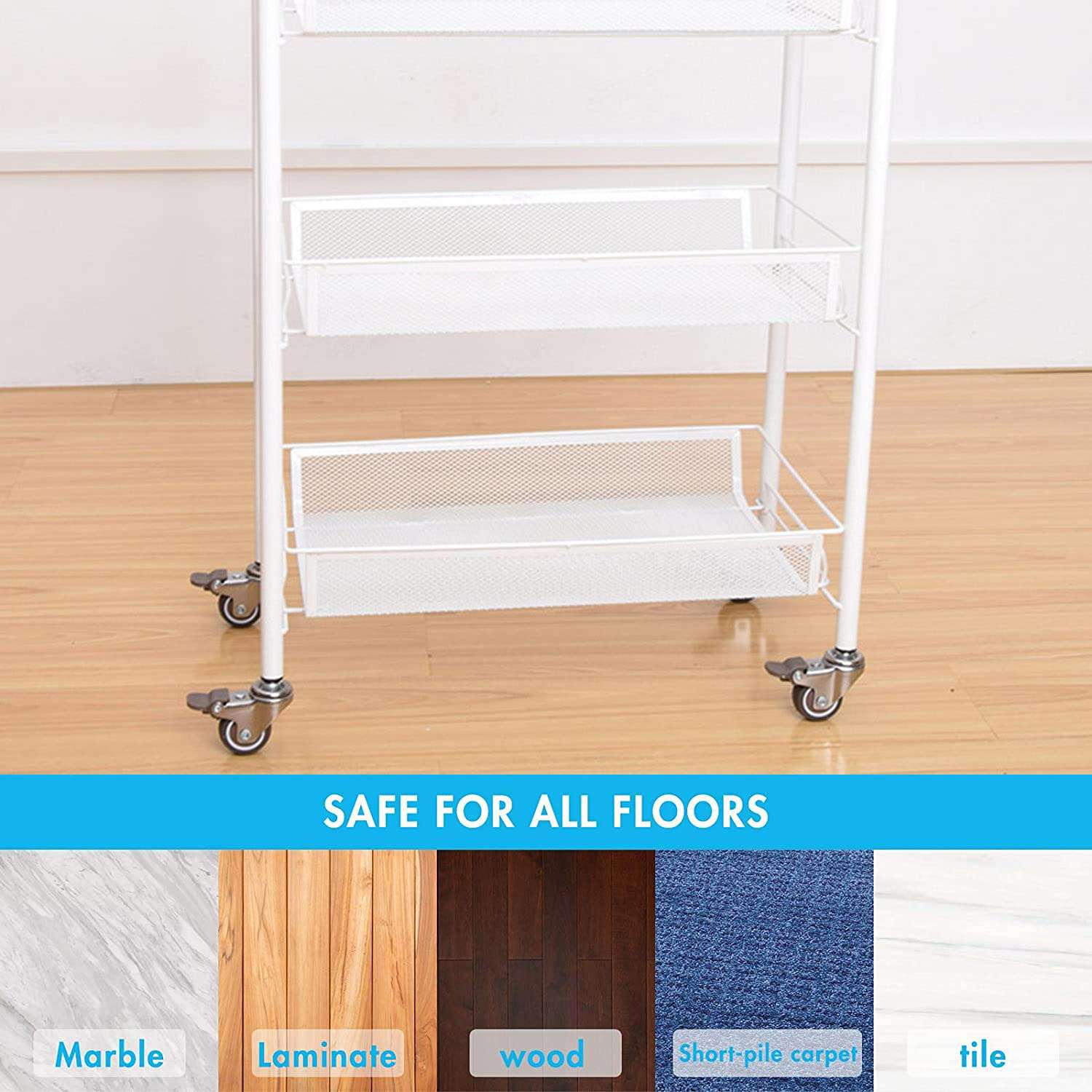 NERILEE 2 Inch Rubber Caster Wheel Set of 4 with 5/16" x 1-1/2"" (8 x 38mm) Stem and 20mm Dia Sockets, for Furniture Crib Trolley Dining Car Casters 3