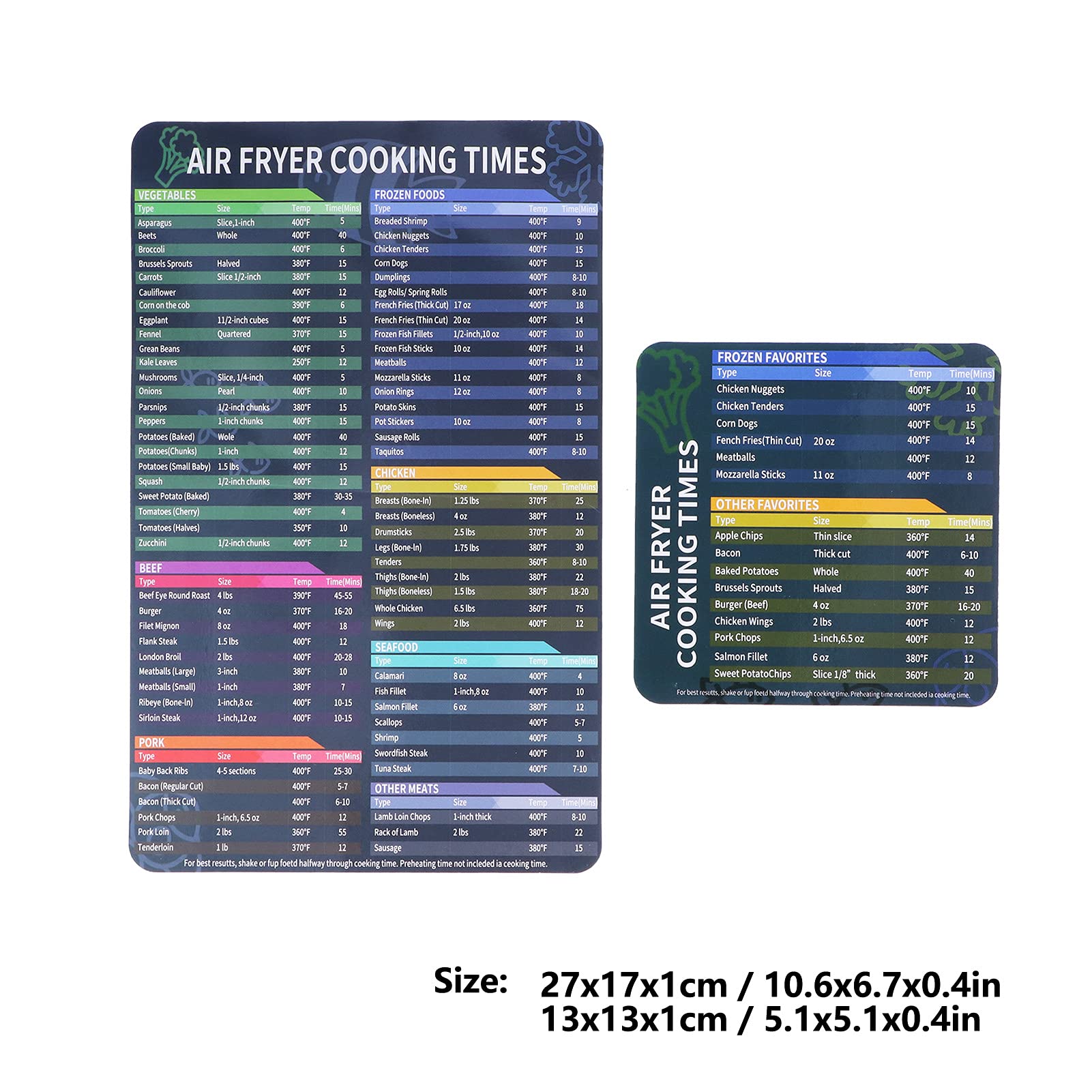 Kitchen Fryer Guide, Quick Reference Fryer Time Sheet Water Oil Resistance for Home for Kitchen for Restaurant(Fryer 17 * 27 Set) 5