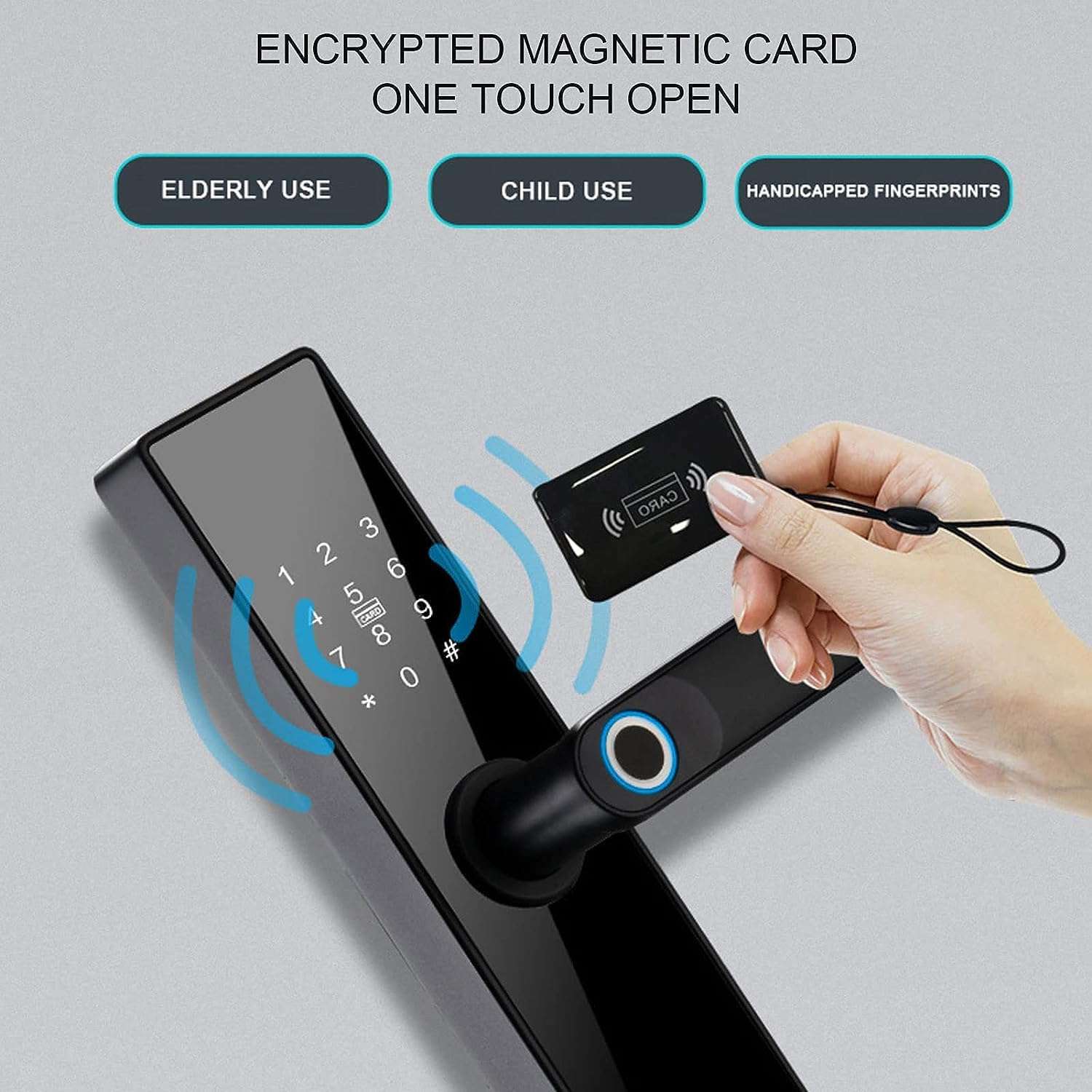 Delavala Tuya Smart Door Lock 5 Ways Unlocking Voice WiFi Biometric APP Fingerprint Door Handle Digital Keyless Password RFID Unlock for Home Security 3