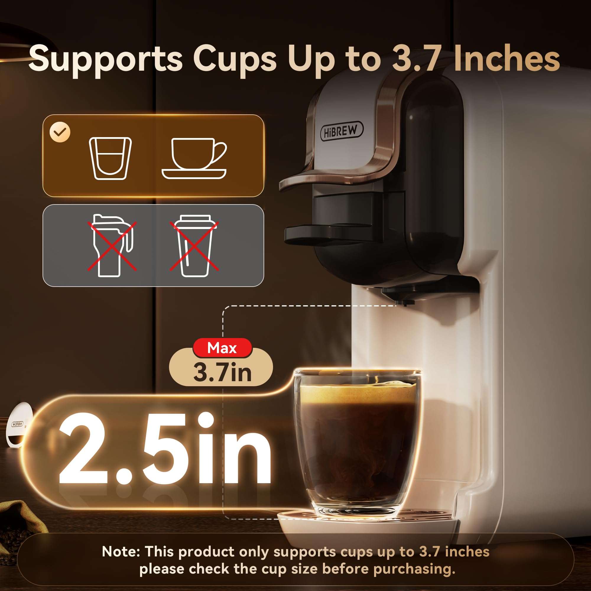 HiBREW H2B 5-in-1 Pod Coffee Maker - Compatible With 4 Coffee Capsule as Well as Espresso Powder, Makes Iced Coffee, Espresso, Cappuccino, Long Black. Hotel Kitchen Coffee Machine 6