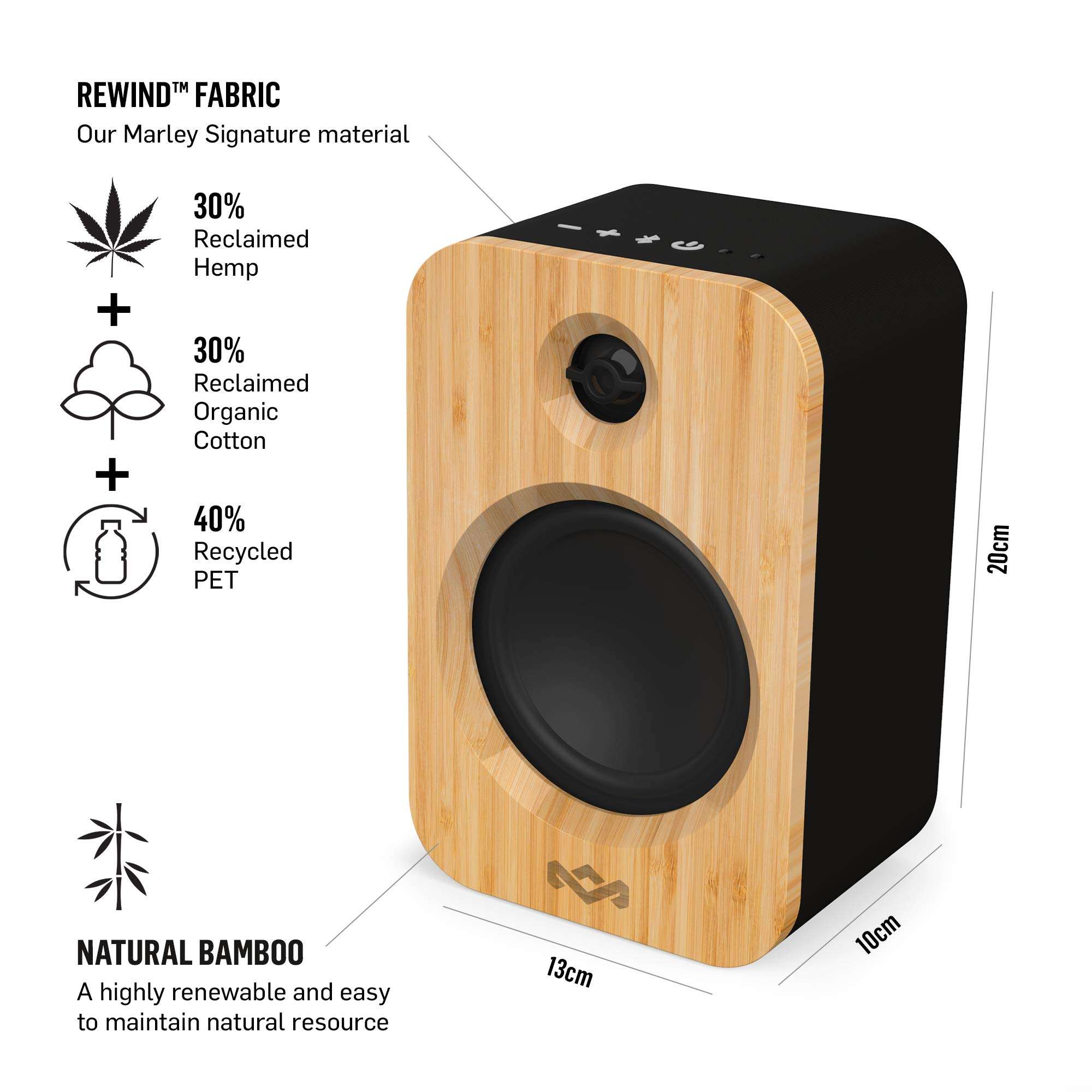 House of Marley Get Together Duo, Powerful Bookshelf Speakers with Wireless Bluetooth Connectivity and Sustainable Materials 3