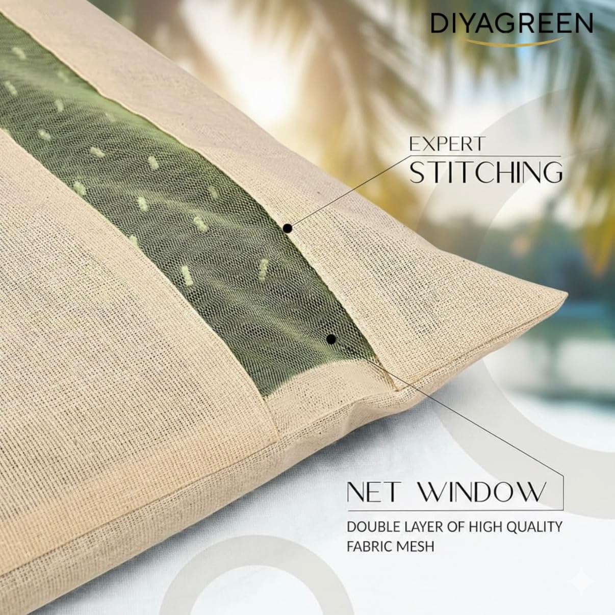 DIYAGREEN Cotton Saree Bags/Covers For Storage Set Of - 12 Big Size Single (16 X 14 Inches) With Zip Closure For Clothes Bags And Wardrobe Organizer With Transparent Mesh Window, Beige 6