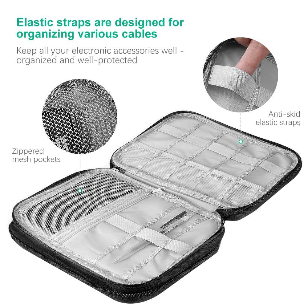 HCFGS Tech Travel Case - Charger Organizer for Phone, Hard Drive, USB Cables - Black 2