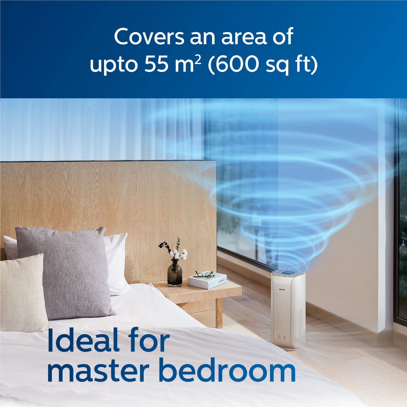 PHILIPS Air Purifier AC3055/60, Wi-Fi enabled, removes 99.97% airborne pollutants, numerical PM2.5 display, 3 layer filtration, True HEPA filter, ideal for living room, White, Medium 6