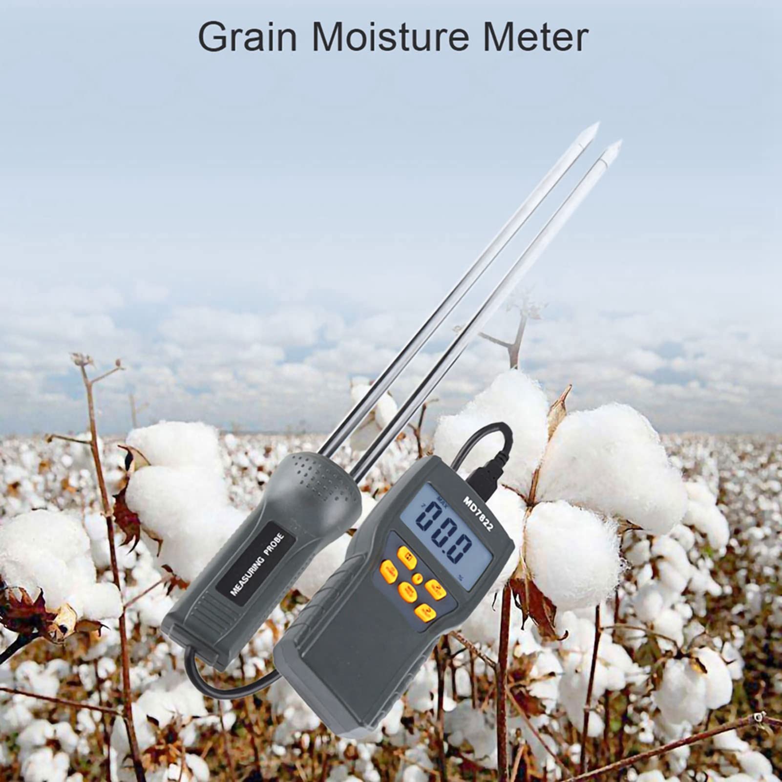Grain Meter, Digital LCD Display Digital Handheld Humidity Analyzer Humidity Tester for Wheat Corn Paddy 3