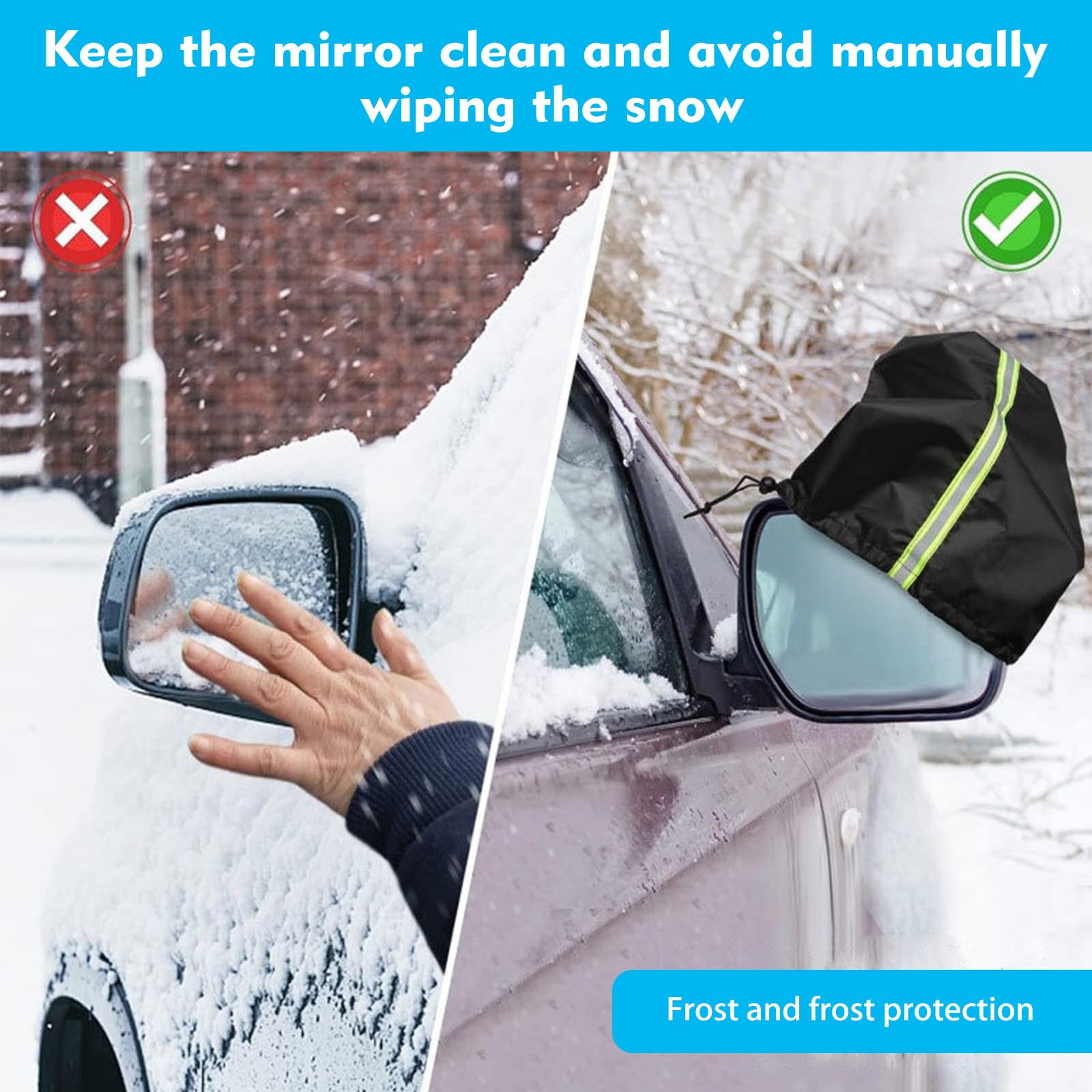 getfay 5 PCS Car Protective Cover, 12" x 16" Side Mirror Cover + 26" x 4" Front Wiper Cover + 17" x 4" Rear Wiper Cover, Waterproof and Snowproof Cover, Universal for Small Cars (Black) 5