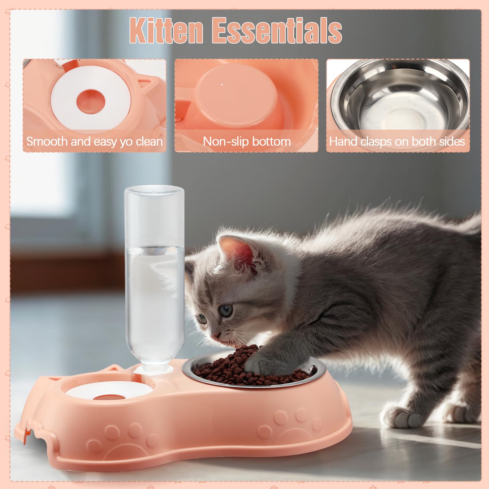 Aliceset 10-in-1 Pink Kitten Cat Starter Kit Essentials for Indoor Kittens Including Pink Cute Litter Box, Auto Feeder, Breathable Carrier, Bed, Toys & More Ideal for New Cat Owners 6