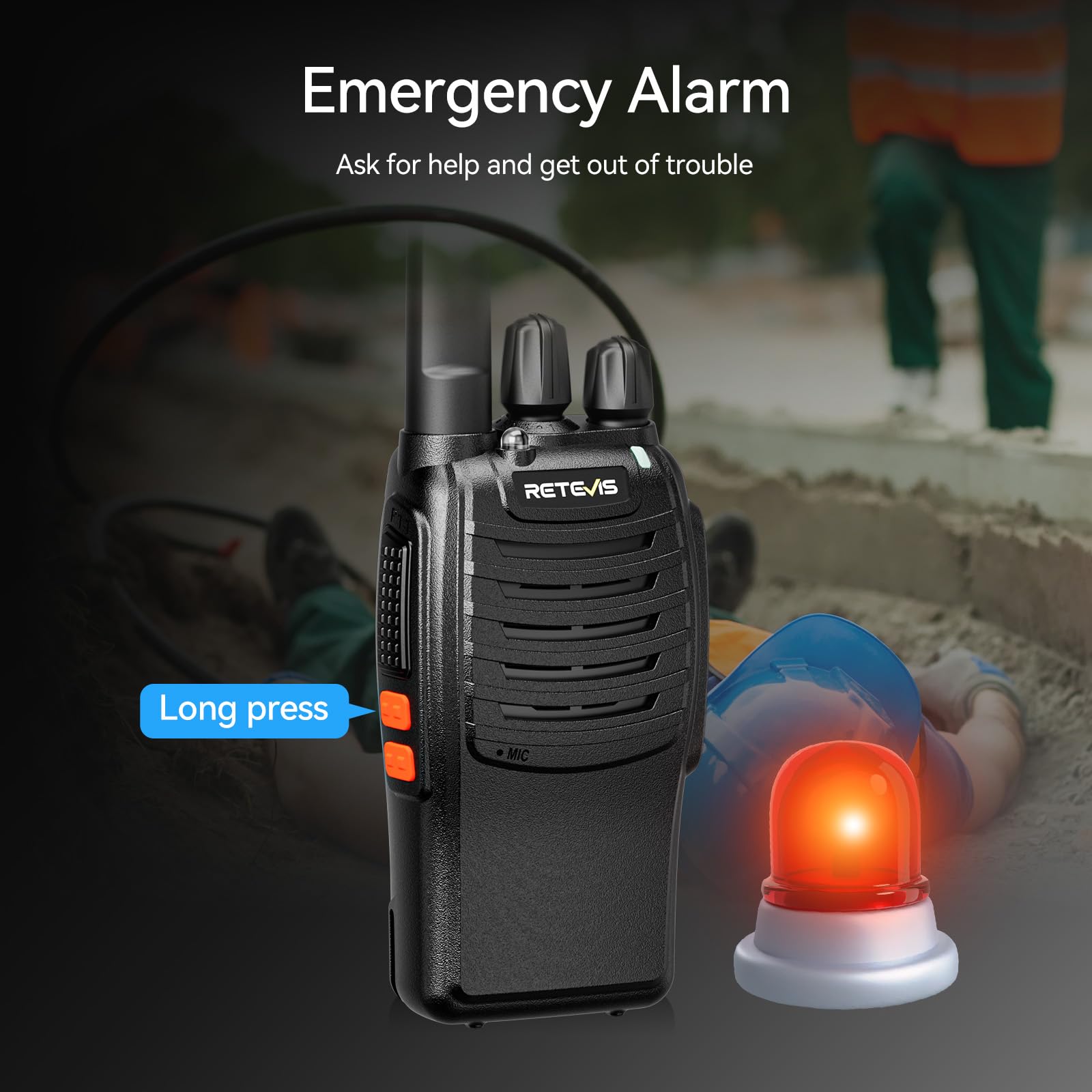 Retevis H-777 2 Way Radios Walkie Talkies Long Range, Rechargeable Two Way Radios, Hand Free Adults Walkie Talkies with Charging Base(Black, 20 Pack) 4