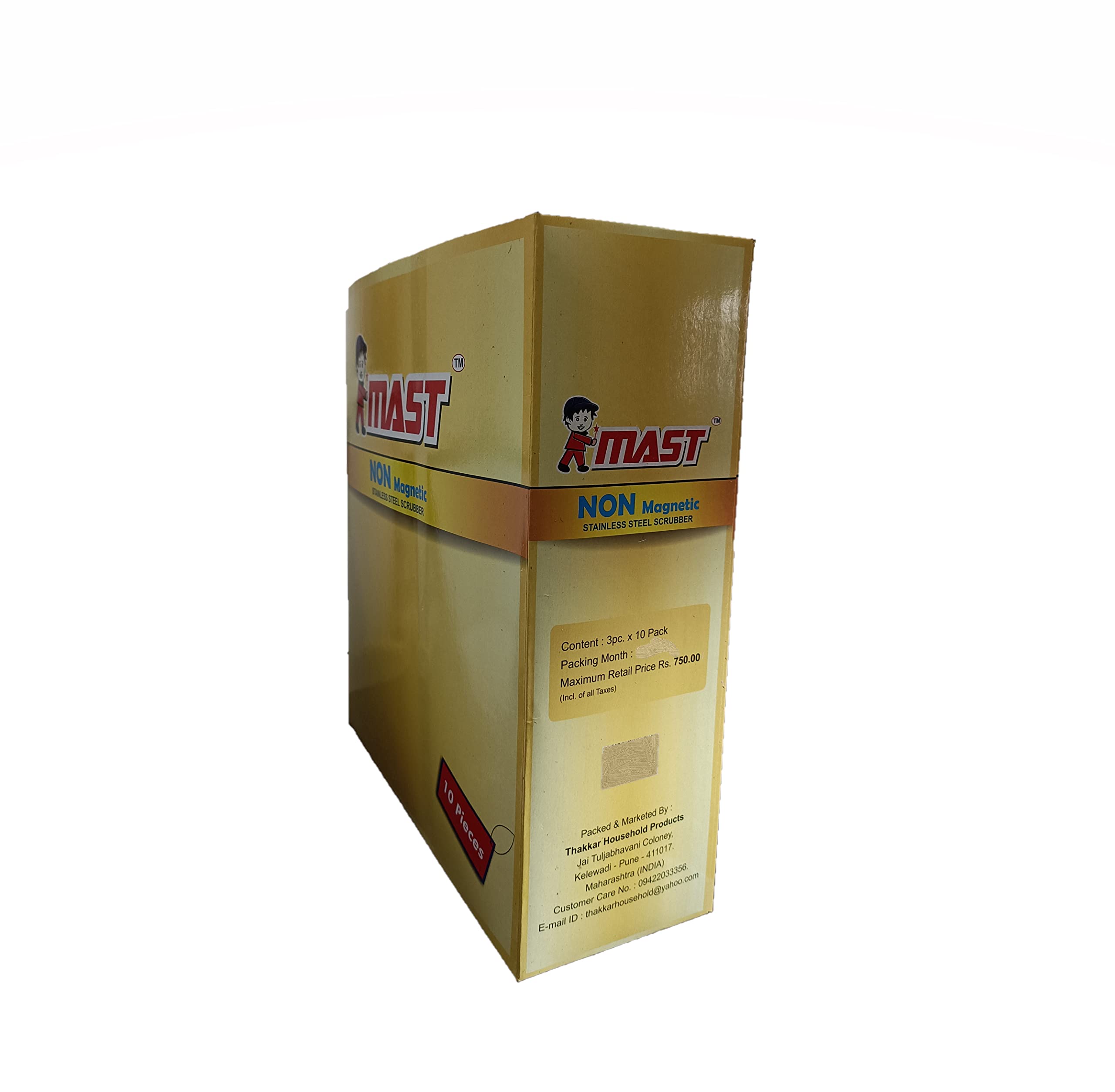 Mast 3 in 1 Non-Magnetic Stainless Steel Scrubber for Cleaning Pots Pans Ovens Bar-B-Queue Grills Dishes Glass Wares Sinks Tiles Bath Tubes (Pack of 10 Sets) 6