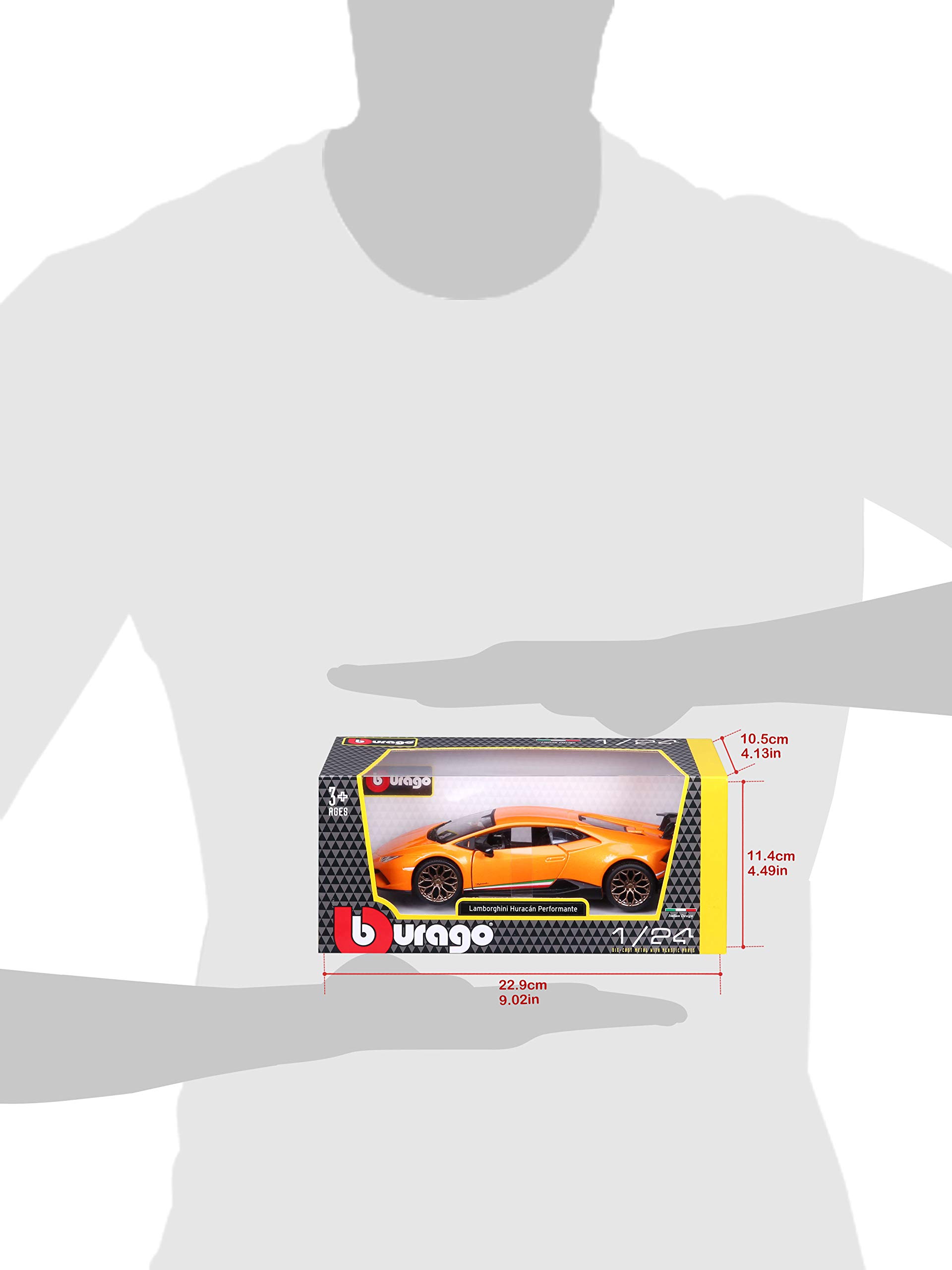 Bburago Lamborghini Huracan Performante, Die Cast, 1: 24 Scale (Metallic Orange) 6