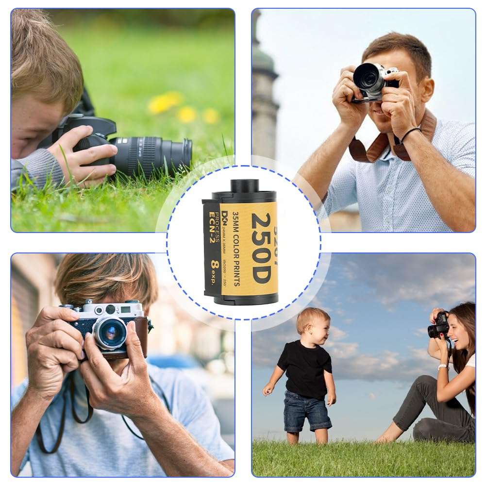 35mm Color Print Film, Wide Exposure ECN 2 Roll Professional Process Camera Photo Disposable Accessories High Resolution Vintage Photography for 135 Camera Outdoor Indoor 6
