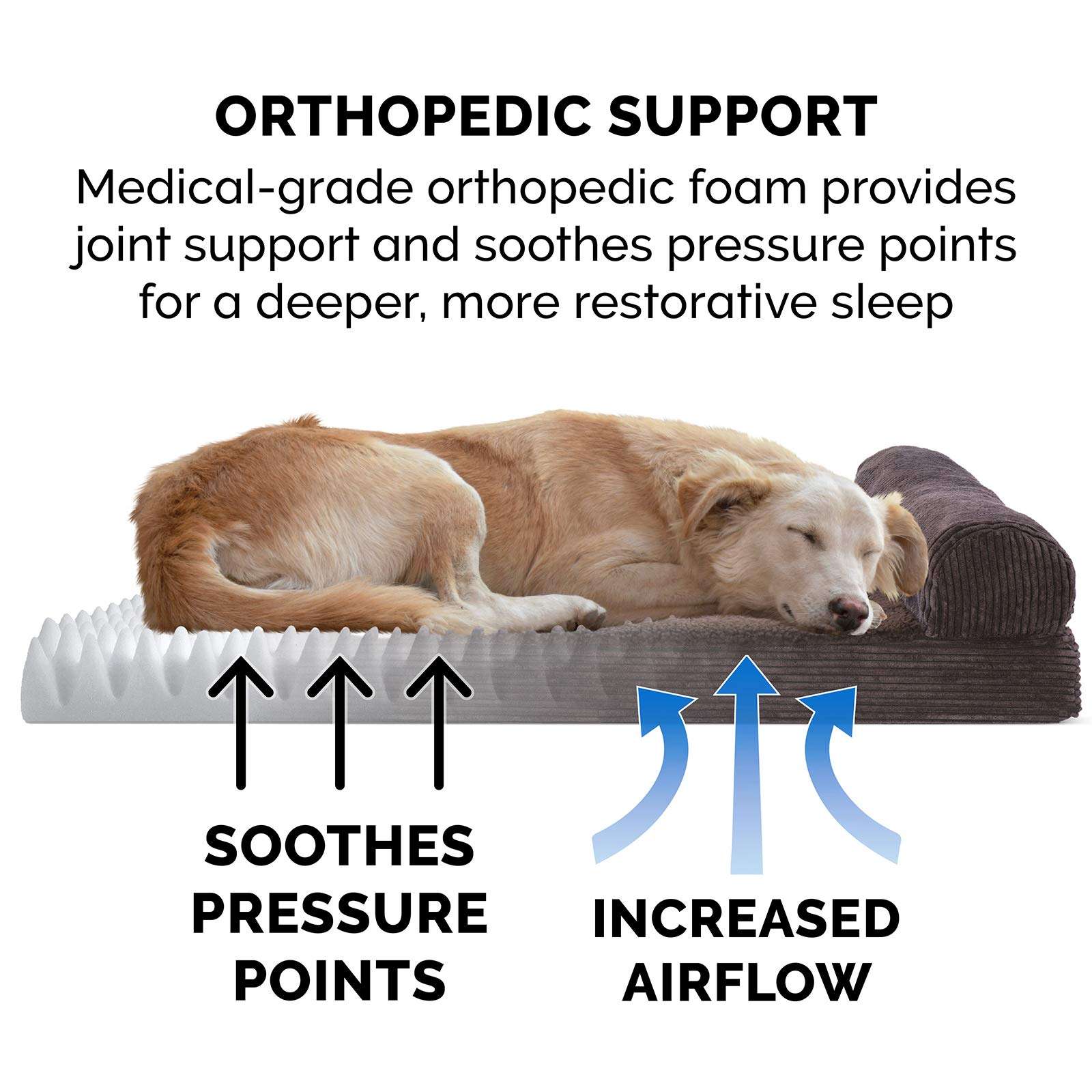 Furhaven Pet 43305061 Medium Faux Fleece & Corduroy Chaise Lounge Orthopedic Sofa Pet Bed, Dark Espresso 4