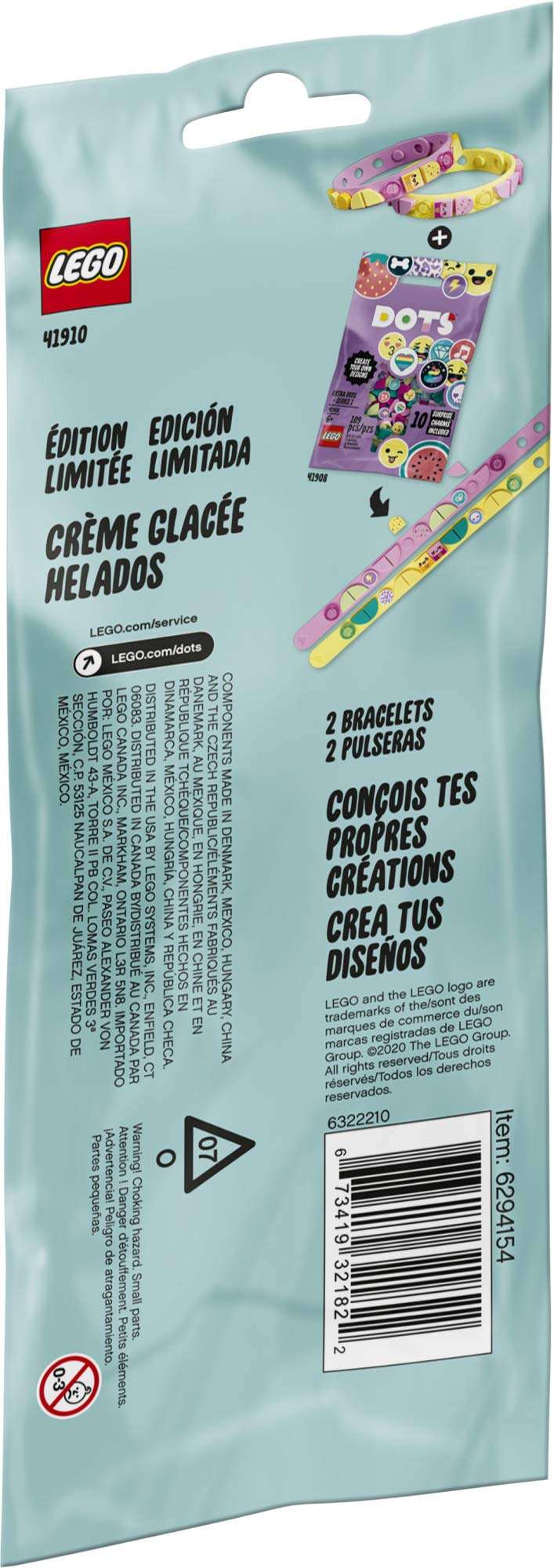 LEGO DOTS Ice Cream Besties Bracelets 41910 Creative DIY Craft Bracelet Kit for Kids, New 2021 (34 Pieces) 5