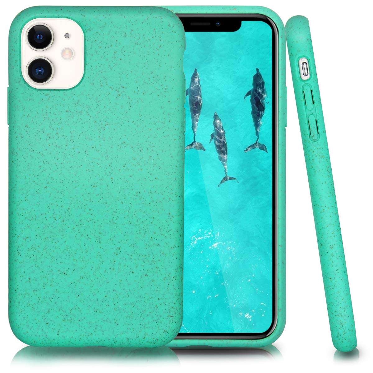 Inbeage Biodegradable Case for iPhone 11,Eco-Friendly,Natural Texture,Speckled,6.1 Inches (Kelly Green) 1