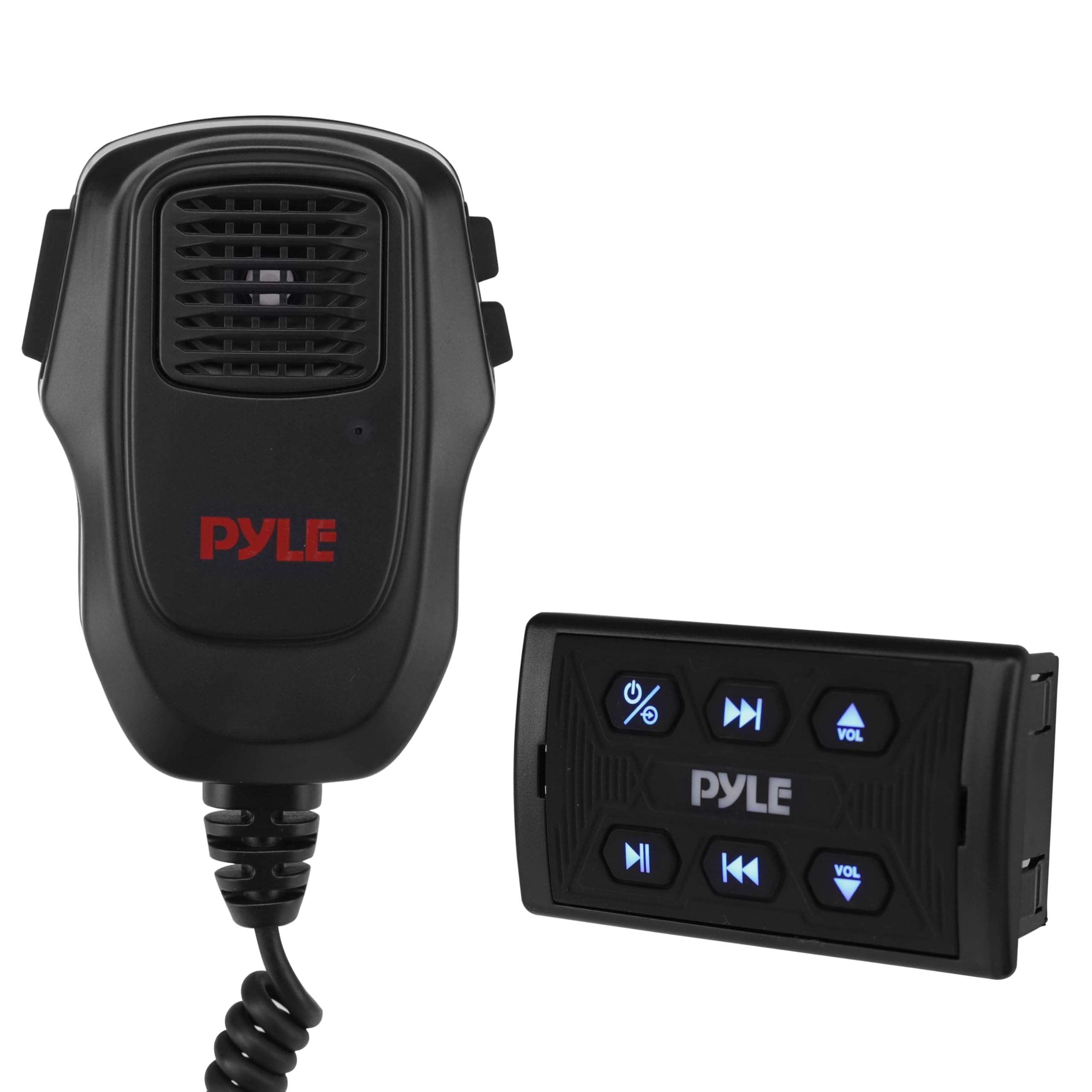 Pyle Marine Bluetooth Receiver and Audio Controller Kit, Wireless Bluetooth Adapter for Stereo with IPX6 Mic, AUX/USB Input, Audio Transmitter and Receiver for Boats, UTVs, and ATVs, 3.8”x2.2”x1.9” 1