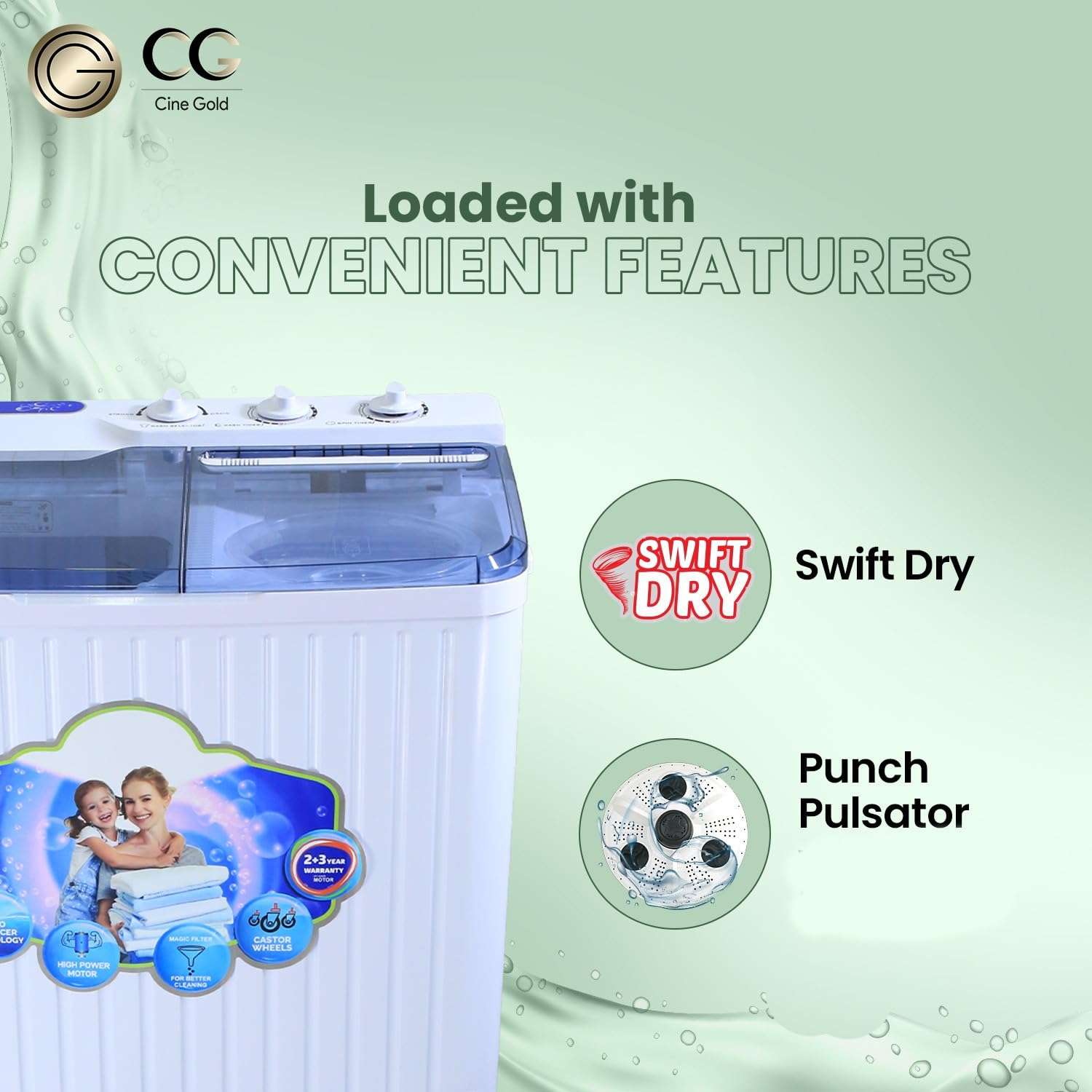 CineGold | Since 2008 | 7 Kg Quick Air Dry Semi-Automatic Top Loading Washing Machine, Blue Transparent Top & Rat Away Feature, Efficient, Durable Laundry Solution for Modern Homes with 5Year Warranty 4