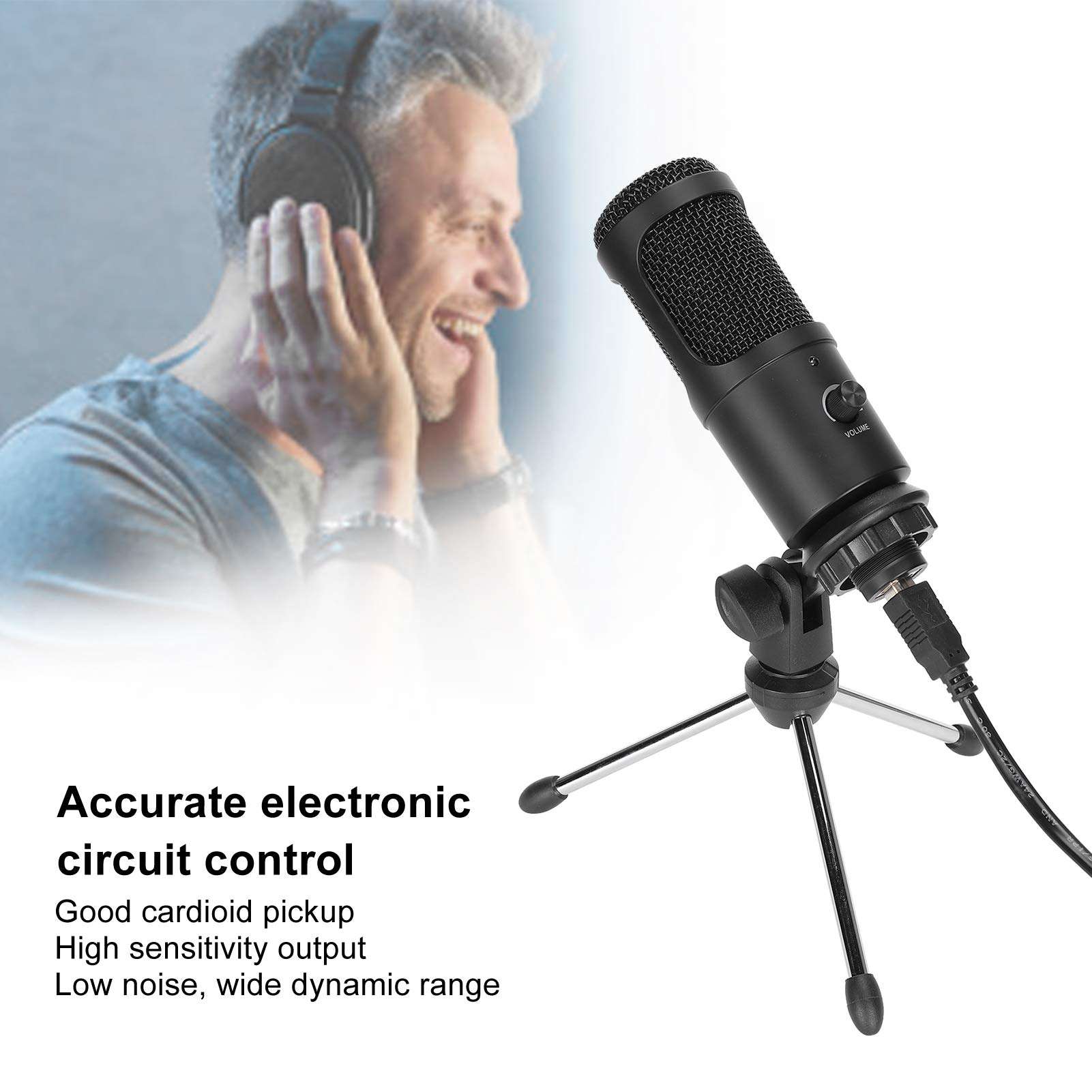 USB Condenser Microphone with Tripod Stand, Cardioid PC Mic for Gaming, Streaming, Podcasts 5