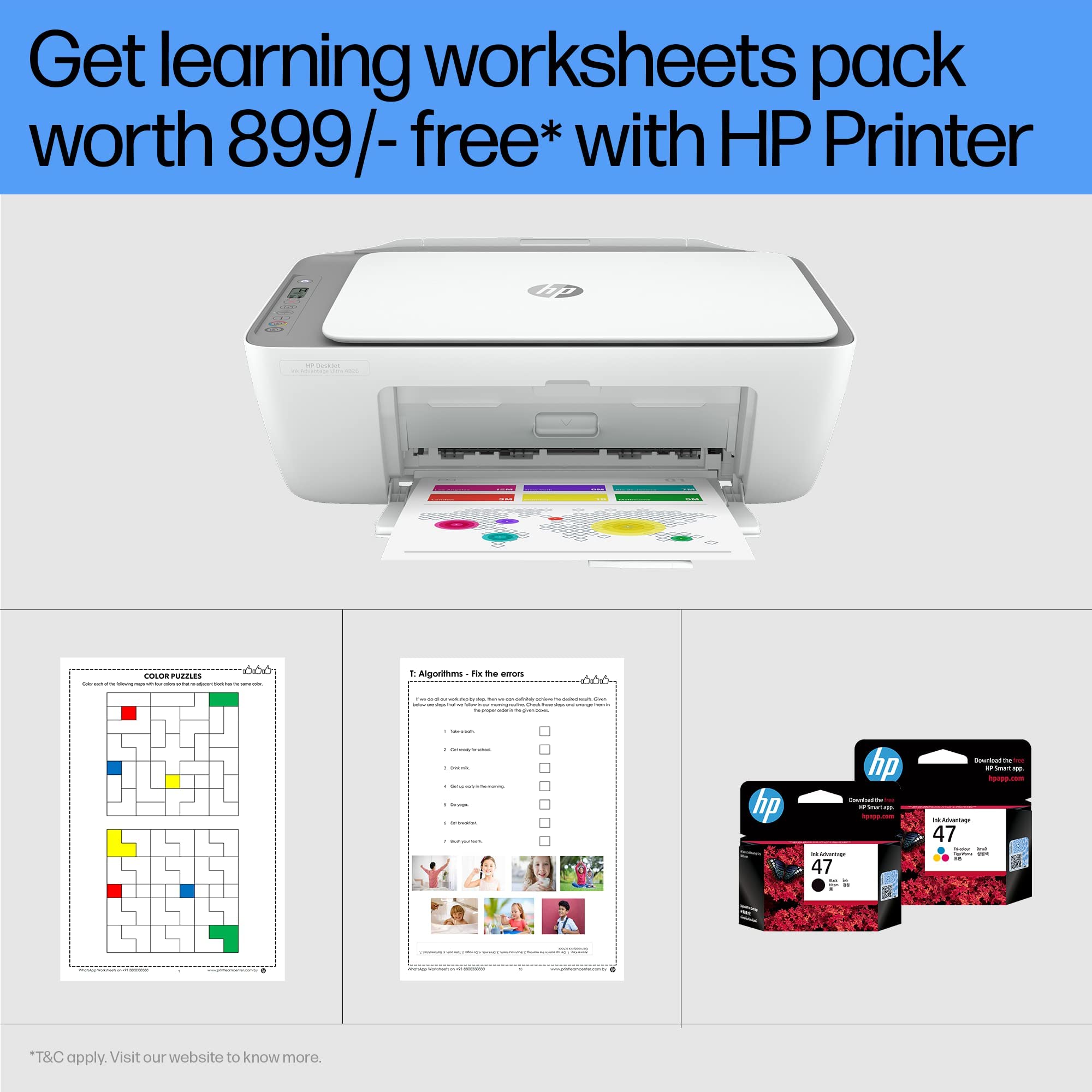 HP Ink Advantage Ultra 4826 Print, Copy, Scan, Self Reset Dual Band WiFi, 2 Sets of Inbox Cartridges, Smart App Setup. Print per Page (44p for B/W and 81p for Colour), Ideal for Home 5