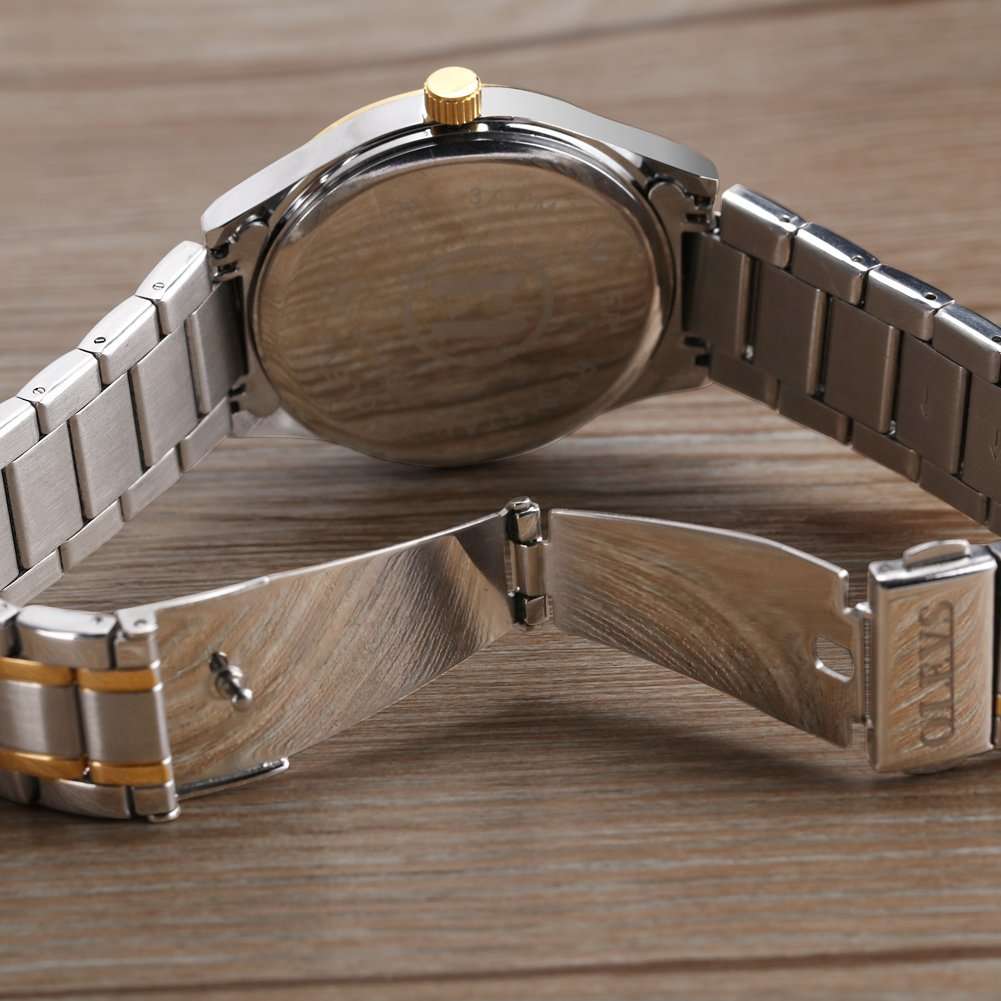 OLEVS Valentines Couples Pair Watches for Men and Women Lovers Romantic Wedding Gifts Set of 2,His and Hers Casual Dress Quartz Day Date Wrist Watch Waterproof Luminous with Stainless Steel Band White 5