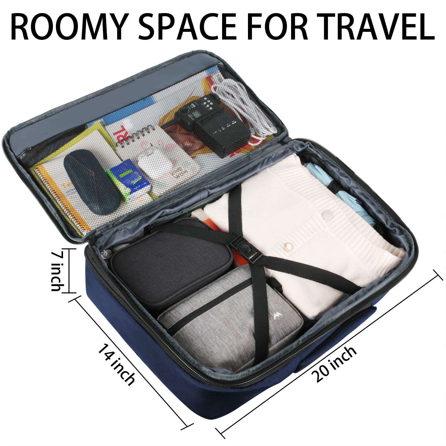 40L Travel Backpack, Flight Approved Weekender Carry on Backpack Hand Luggage,Expandable Extra Large Business Backpack for Men and Women,Durable Anti-Theft Suitcase Backpack for Airplane, Blue 3