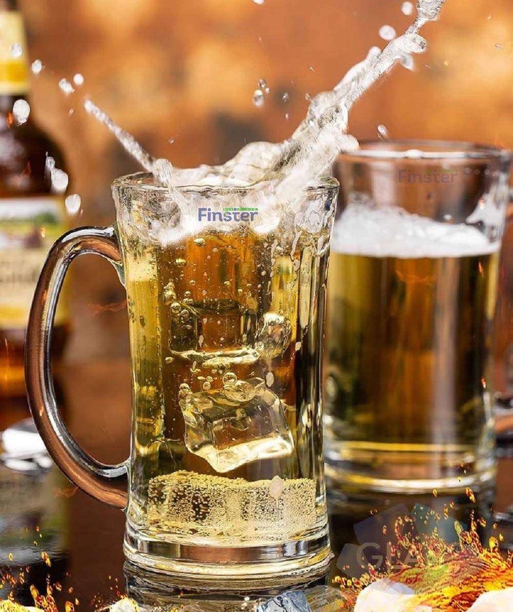 FINSTER Glass Beer Mugs Set of 12-300 ml, Transparent Imported Bear Mug with Handle (Premium for Party Style) 4