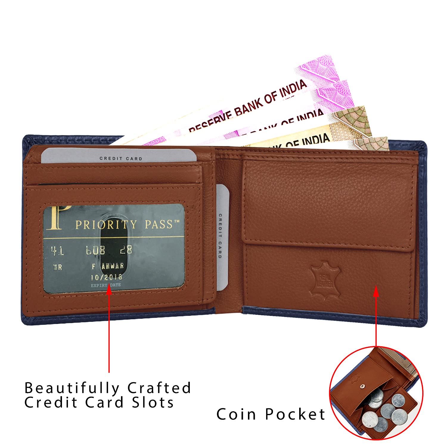 Rigohill Dusky Navy Mens Leather Wallet | Leather Wallet for Men | RFID Mens Wallet 3