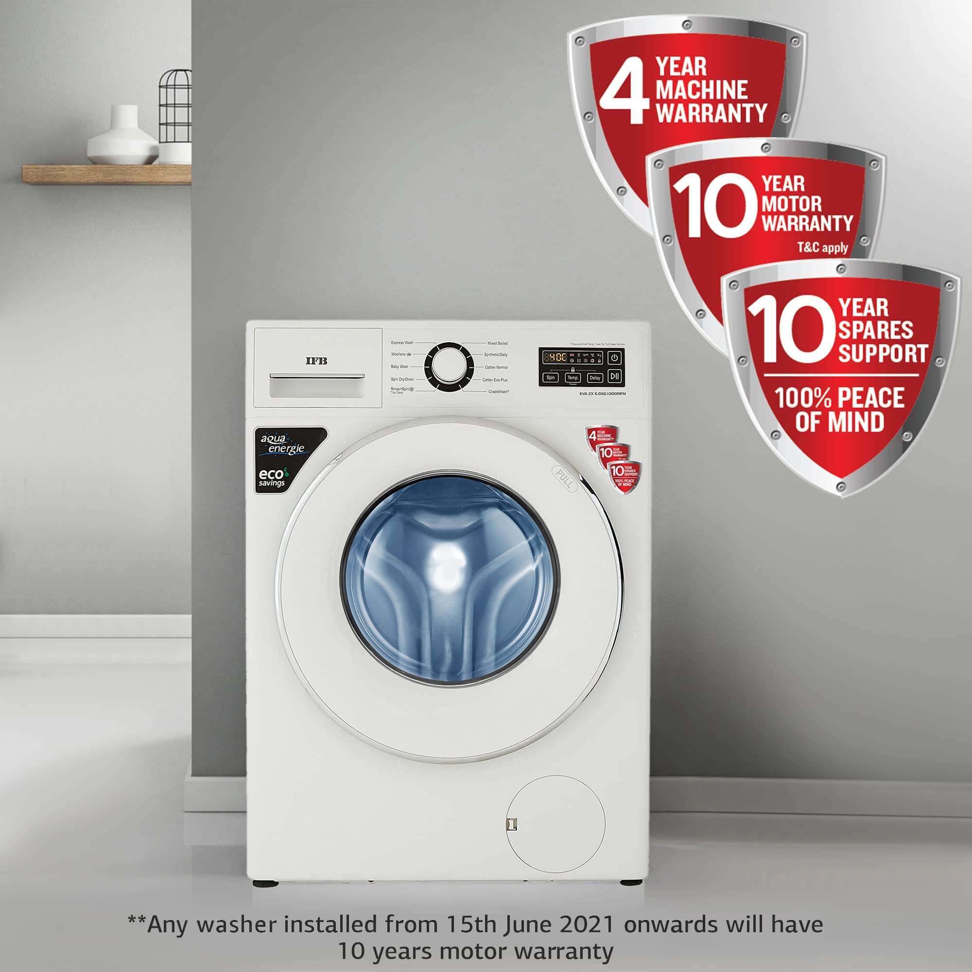 IFB 6 Kg 5 Star Fully-Automatic Front Loading Washing Machine (EVA ZX, White, Cradle wash, 2D Wash technology) 6
