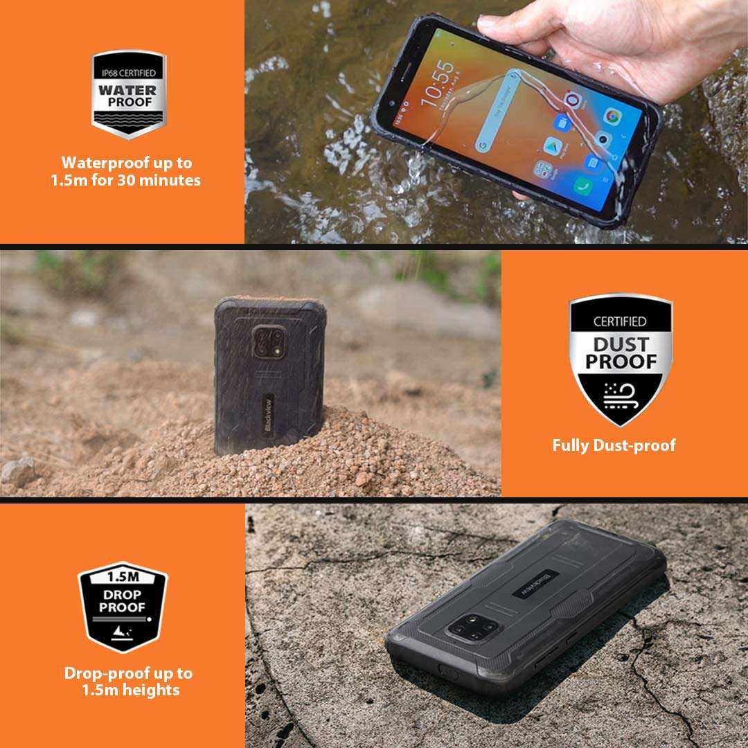 Blackview Rugged Cell Phone Unlocked 4900, 5.7 Inch Screen, 5580mAh Battery, 3GB+32GB (SD 128GB), Android 10 IP68 Waterproof Shockproof Smartphone, 5MP+8MP Waterproof Camera,Dual SIM 4G,OTG,NFC,GPS 3
