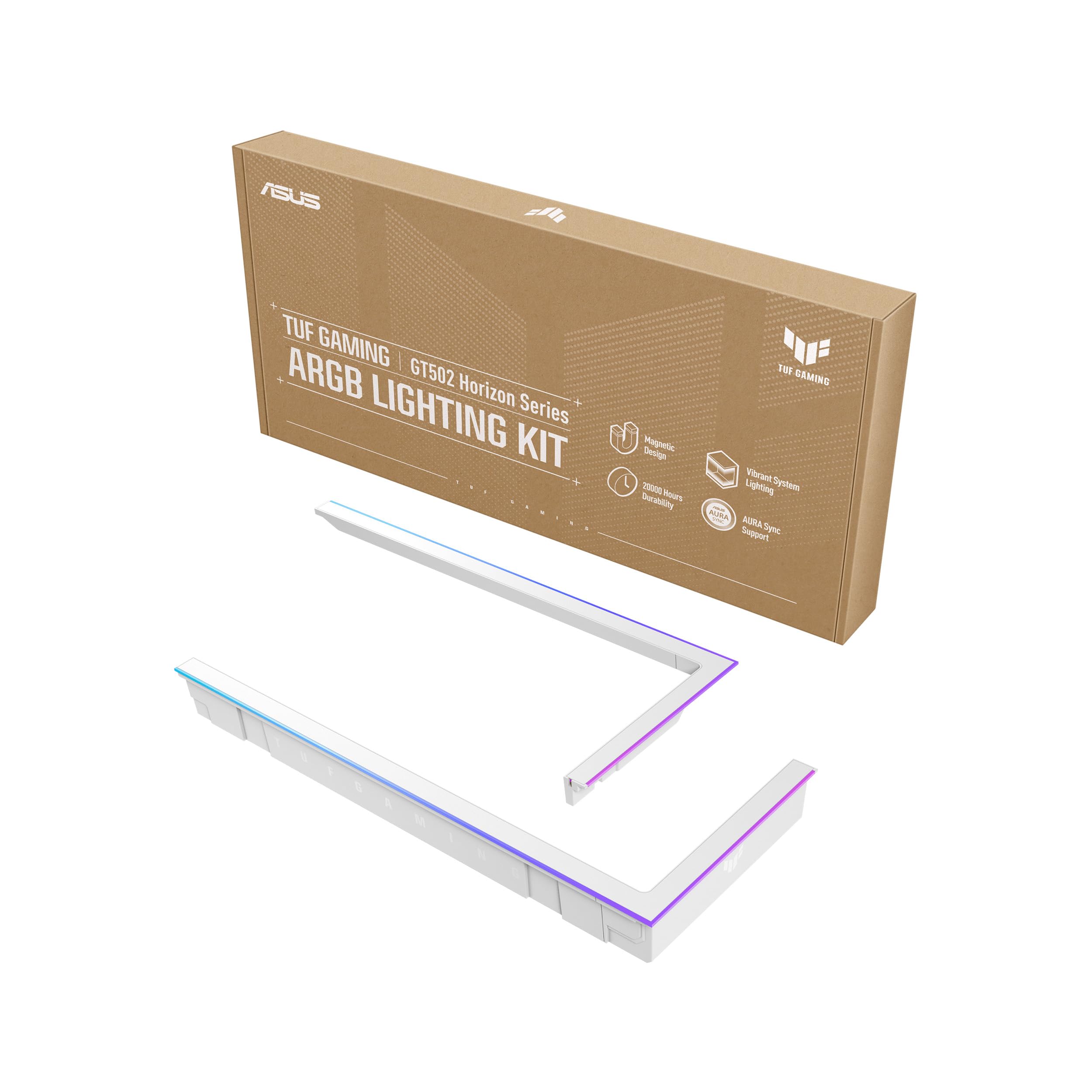 ASUS TUF Gaming ARGB Lighting Kit for GT502 Horizon Series (White) 2X Outer Edge ARGB Frame, Vibrant System Lighting, Easy Installation Magnetic Design, Aura Sync