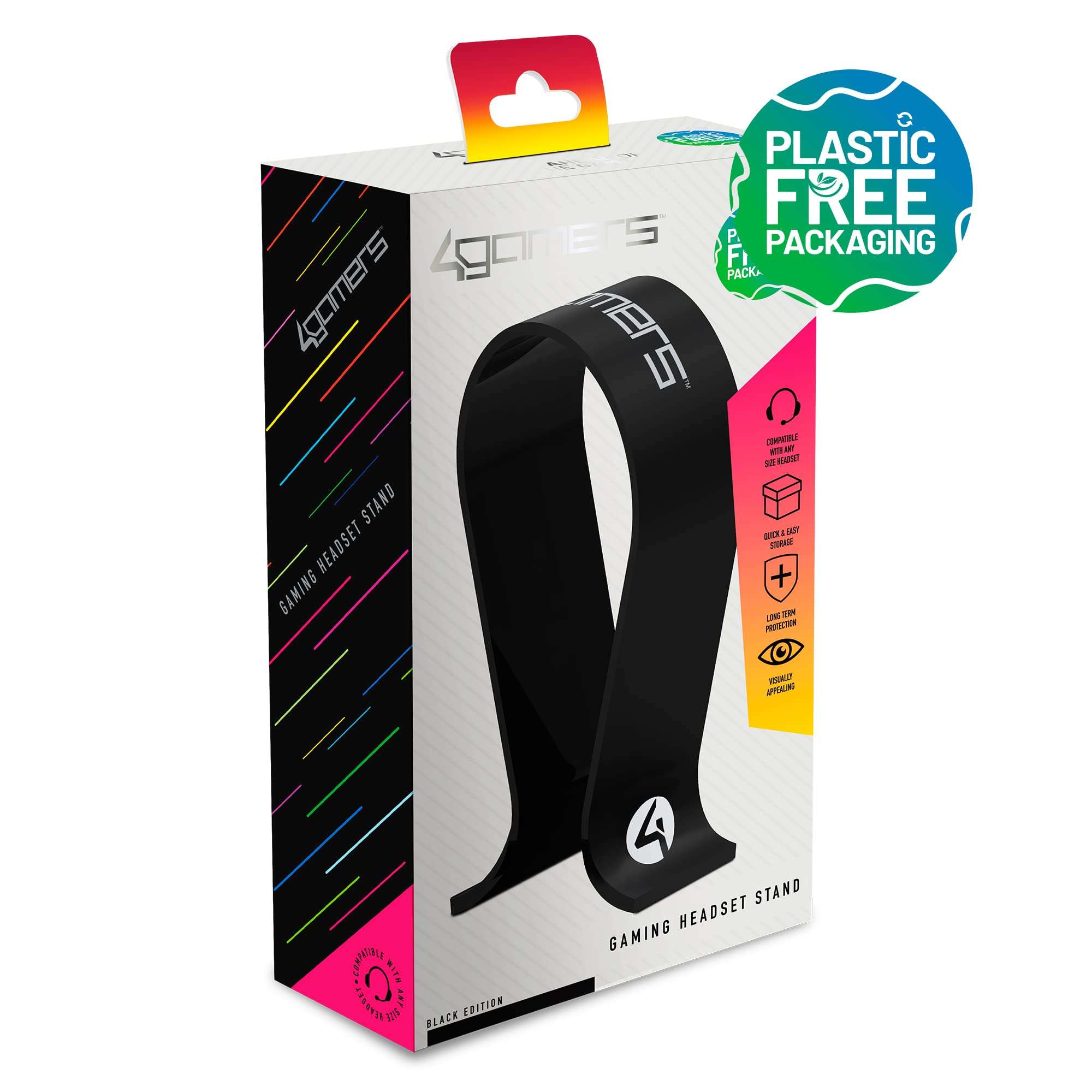 4Gamers Black Headset Stand, Compatible with most Headsets 6