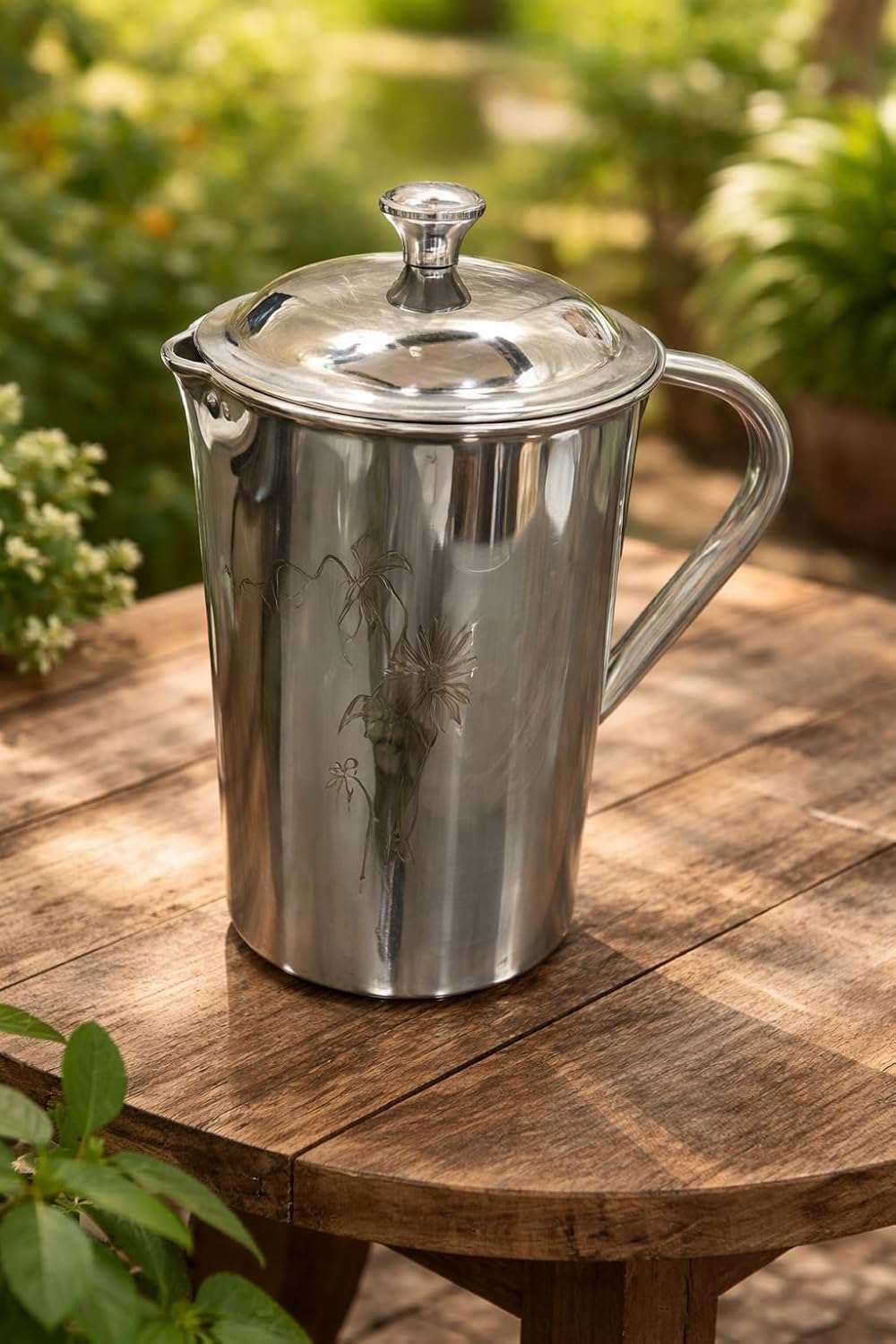 Royal | 2 Litre Stainless Steel | Serve Water JUG | Water Pitcher | RUSTFREE | Durable | Laser Flower Design 5