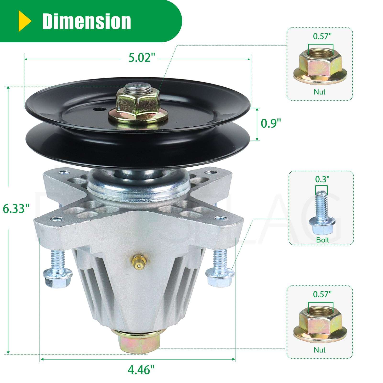 POSFLAG 918-06981 Spindle Assembly Pre-Greased Replaces Cub Cadet Spindle 918-06981, Cub Cadet 918-06981 Deck Spindle, 918 06981, 91806981, 618 06981 for Cub Cadet XT1-LT50, XT2-LX50 Lawn Tractors 4