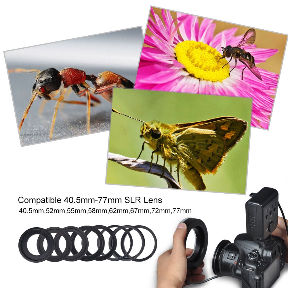 Taidda Portable Macro Led Flash, Battery Operated LCD Display Fill Light with Color Filters Adapter Photography for DSLR Camera 4