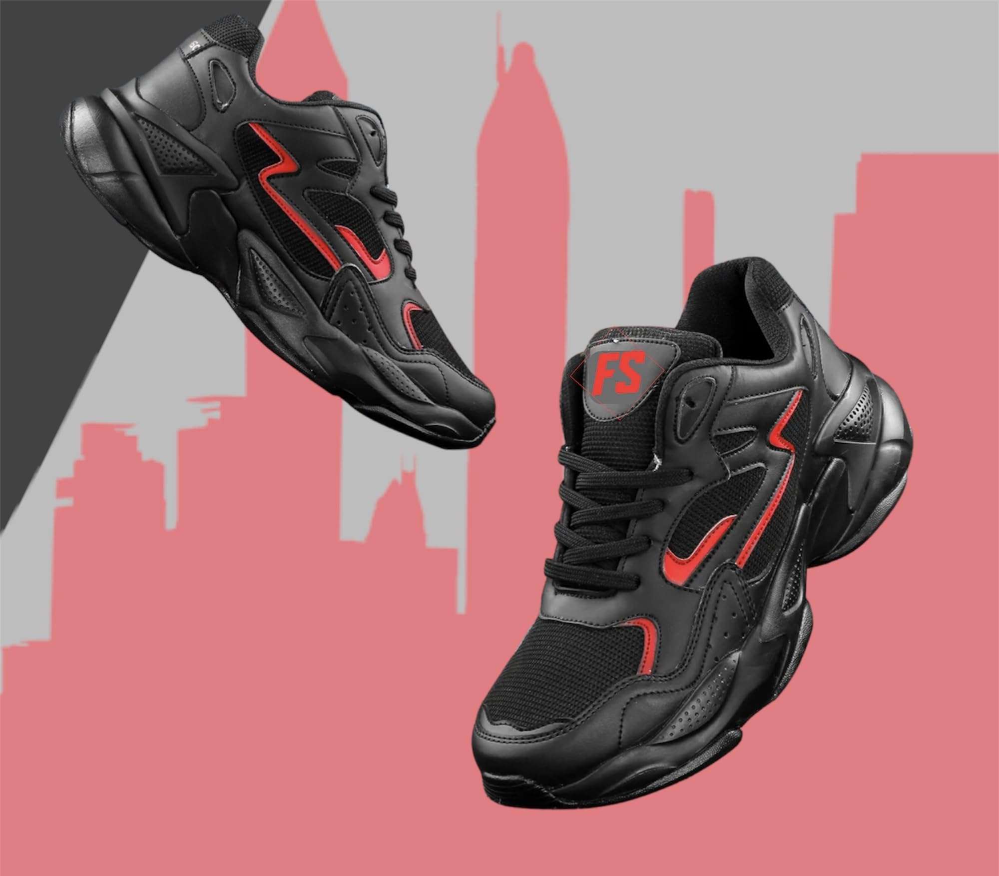 Future Step Velocity Men Fashion Sneakers/Running Shoes with Chunky Rubber Outsole for Running, Walking, Training, Gyming, Streets, Parties & Fun (6) Black 3