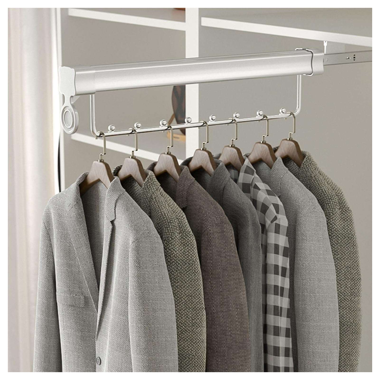 Pull Out Trousers Rack,Adjustable Hanger Rail Rod,Closet Clothes Hanger Rail,for Wardrobe Trousers Clothing Storage,Save Space,Loading Capacity 20 Kg(White,30cm/11.8inch) (WHI 6