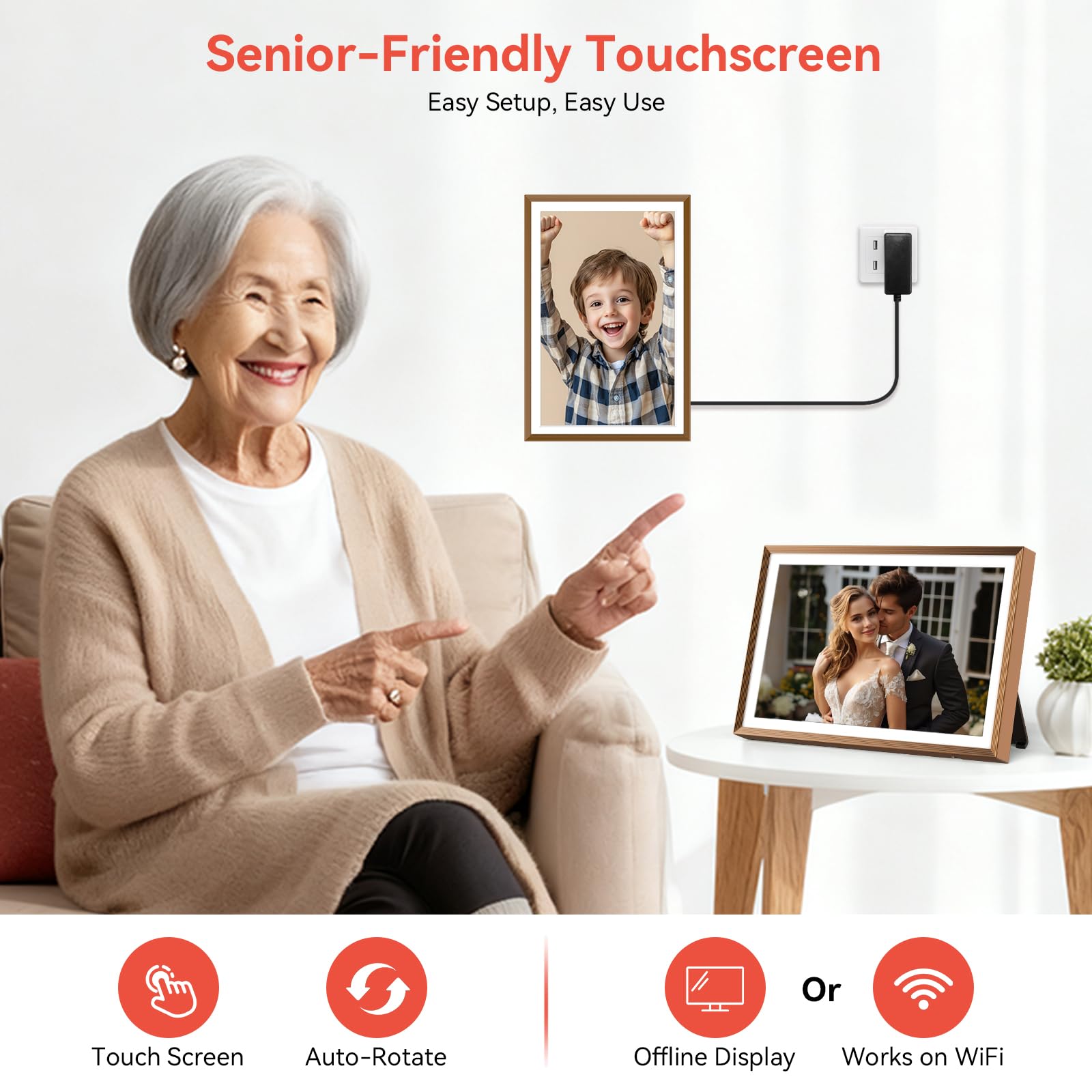 QOCEN Frameo Digital Picture Frame 10.1" HD IPS Anti-Glare Touch Screen Load Photos & Videos Directly from Phone Ideal for Thoughtful Gifting Small and Exquisite - Rose Bronze 6