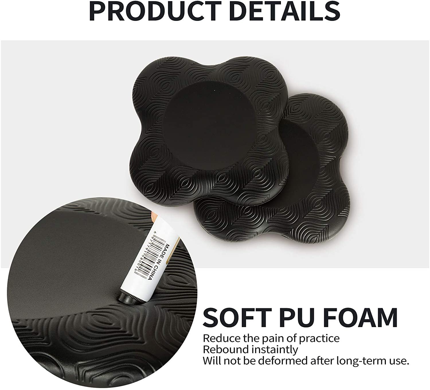 Zealtop Yoga Knee Pads Cushion Extra Thick for Knees Elbows Wrist Hands Head Foam Yoga Pilates Work Out Kneeling pad (Black 2packs) 4