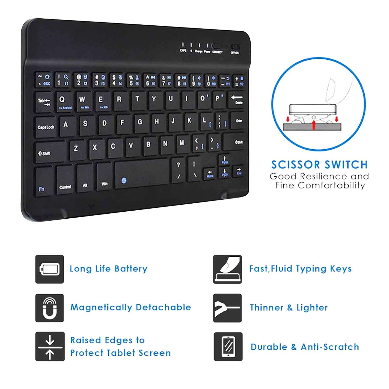 Acm Bluetooth Keyboard Case Compatible with Iball Andi Hd6 Mobile Flip Cover Stand Study Gaming Blue 5