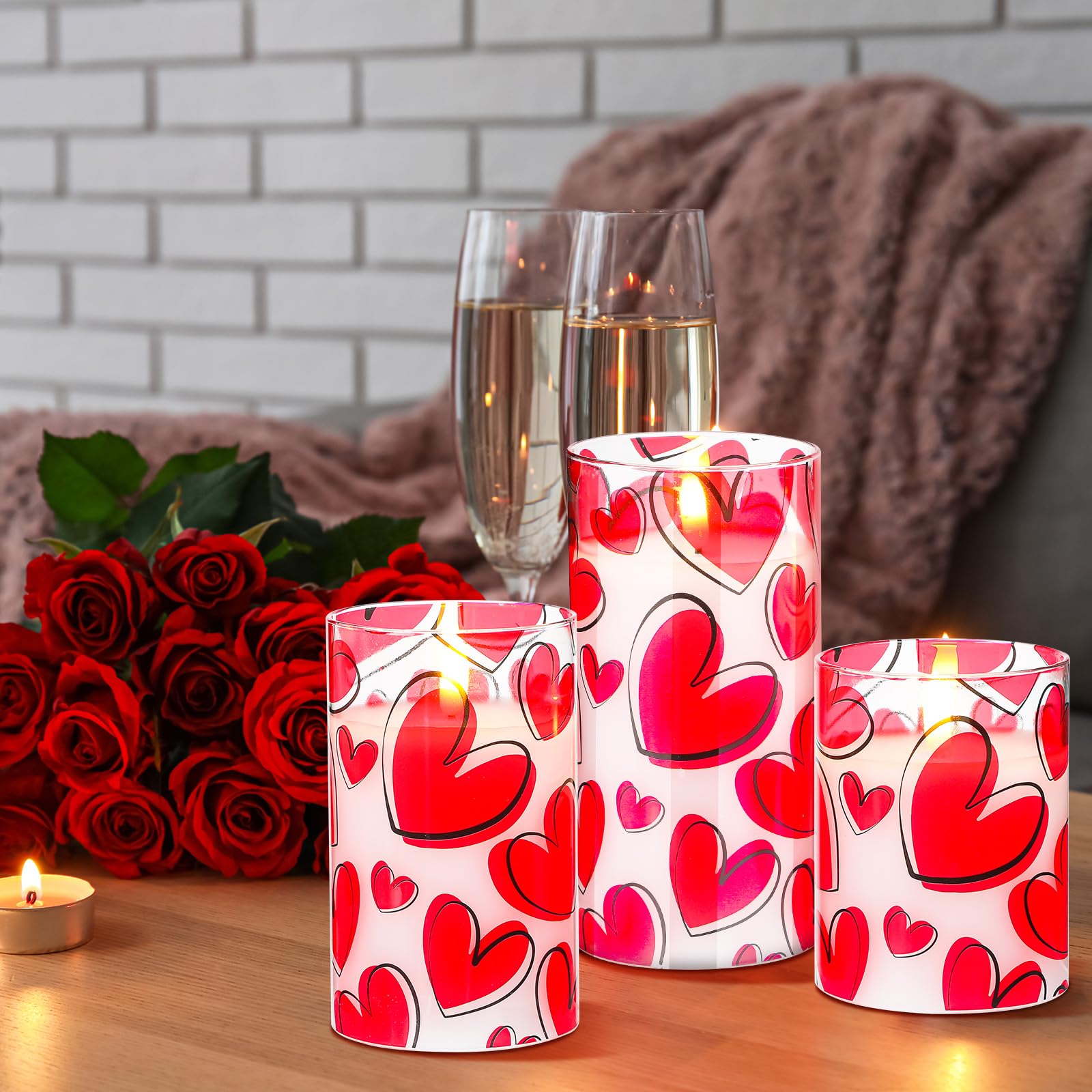 VIHOSE Valentine LED Flameless Candles Romantic Heart Battery Operated Pillar Candles for Romantic Night Valentines Gifts Proposal Anniversary Festival Gift Decor(Heart) 5